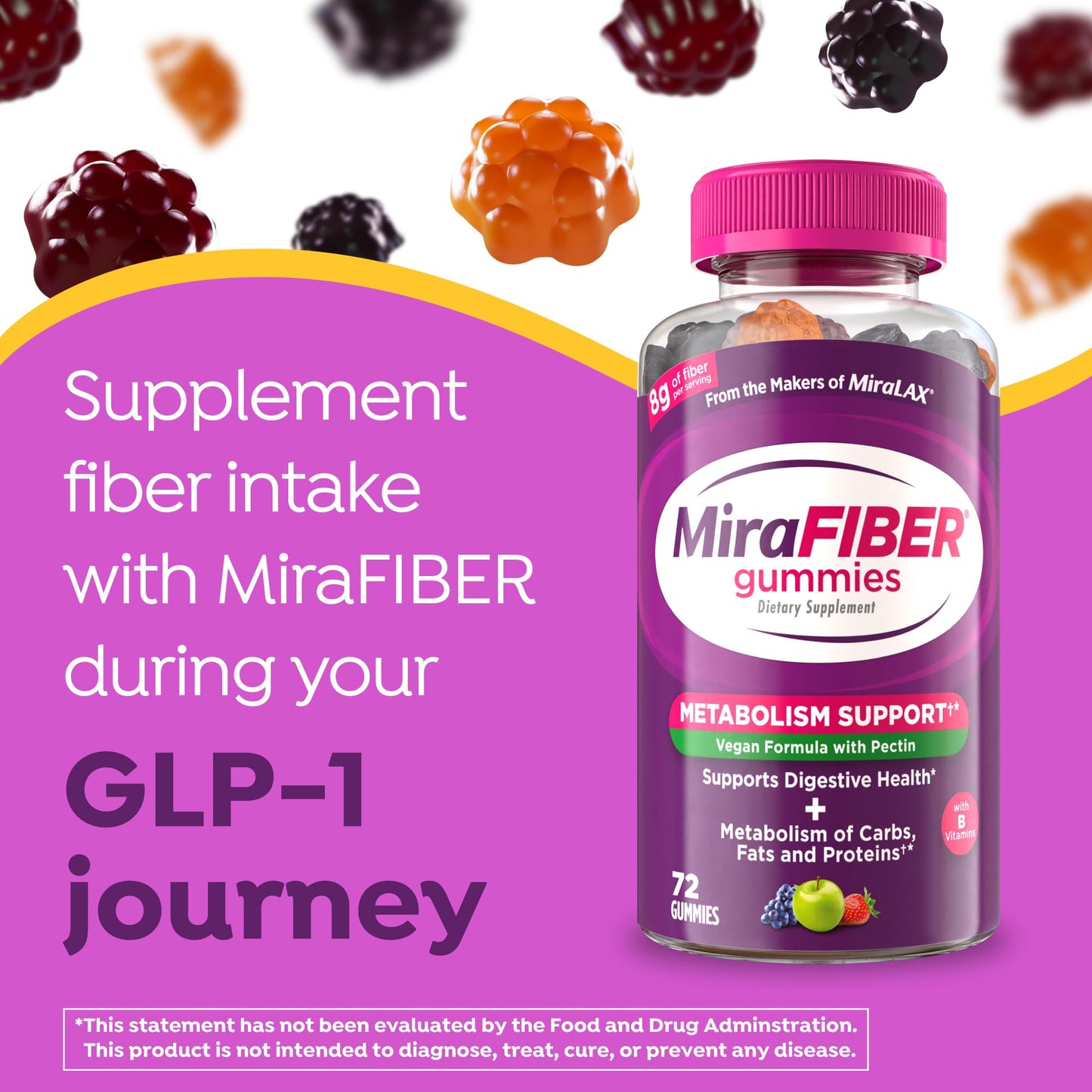 MiraLAX MiraFIBER Gummies 72 Count
