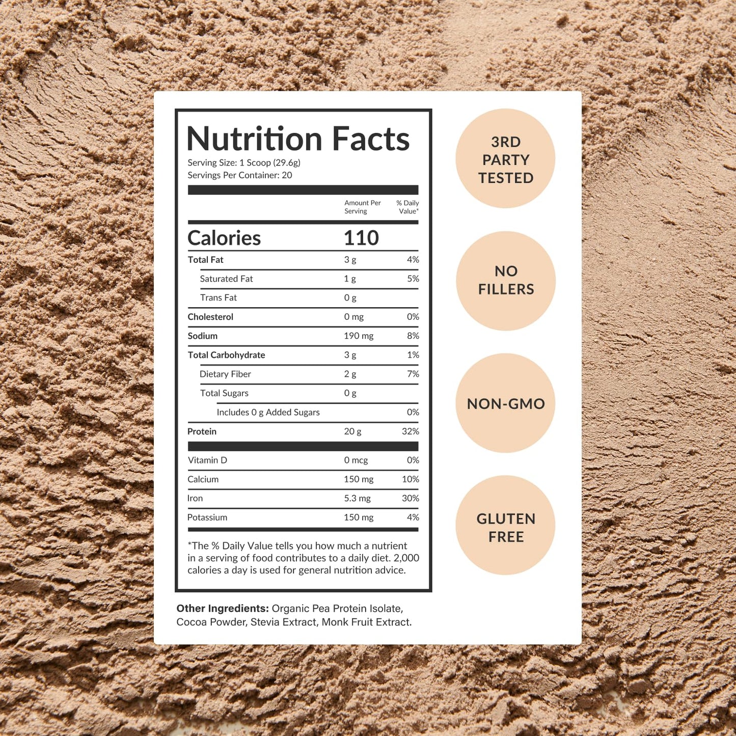BEAM Vegan Protein Powder – Organic Pea Protein Isolate, 20 Servings, Chocolate