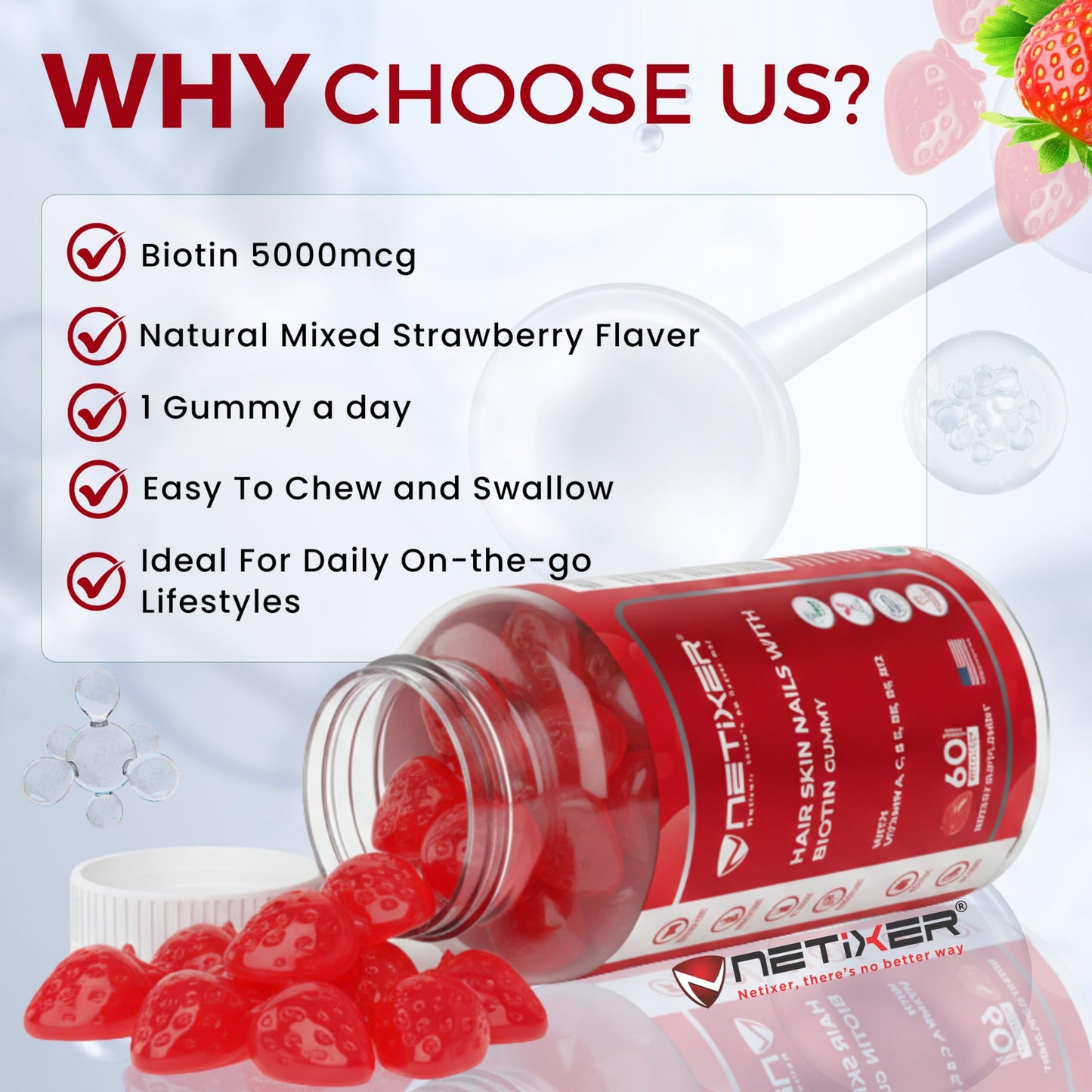nETiXER Biotin Gummies 60 Count