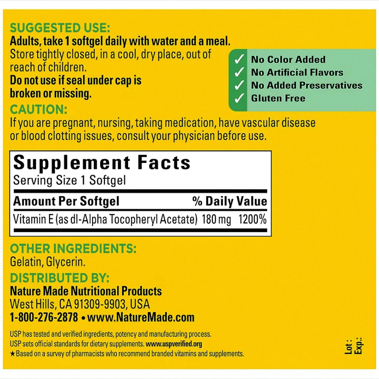 Nature Made Vitamin E 400 IU Softgels 350 Count
