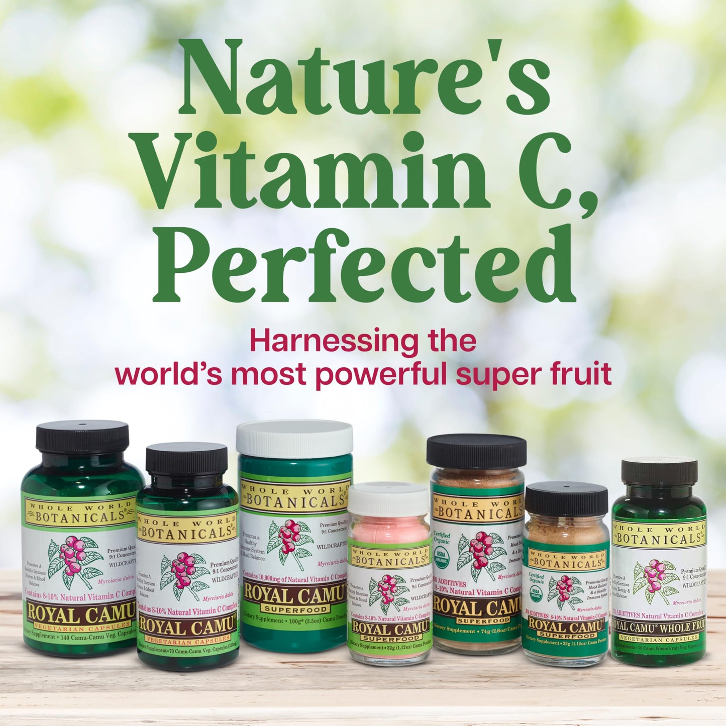 Whole World Botanicals Royal Camu Camu Powder - Whole Fruit (Dark) Powder Natural Vitamin C Source Capsules, 120 Count