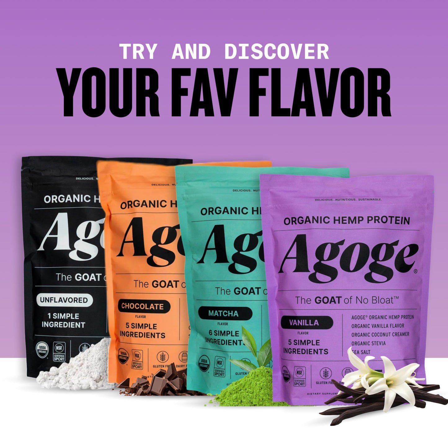 Agoge USDA Organic Hemp Protein Powder Vanilla Flavor, 20 Servings