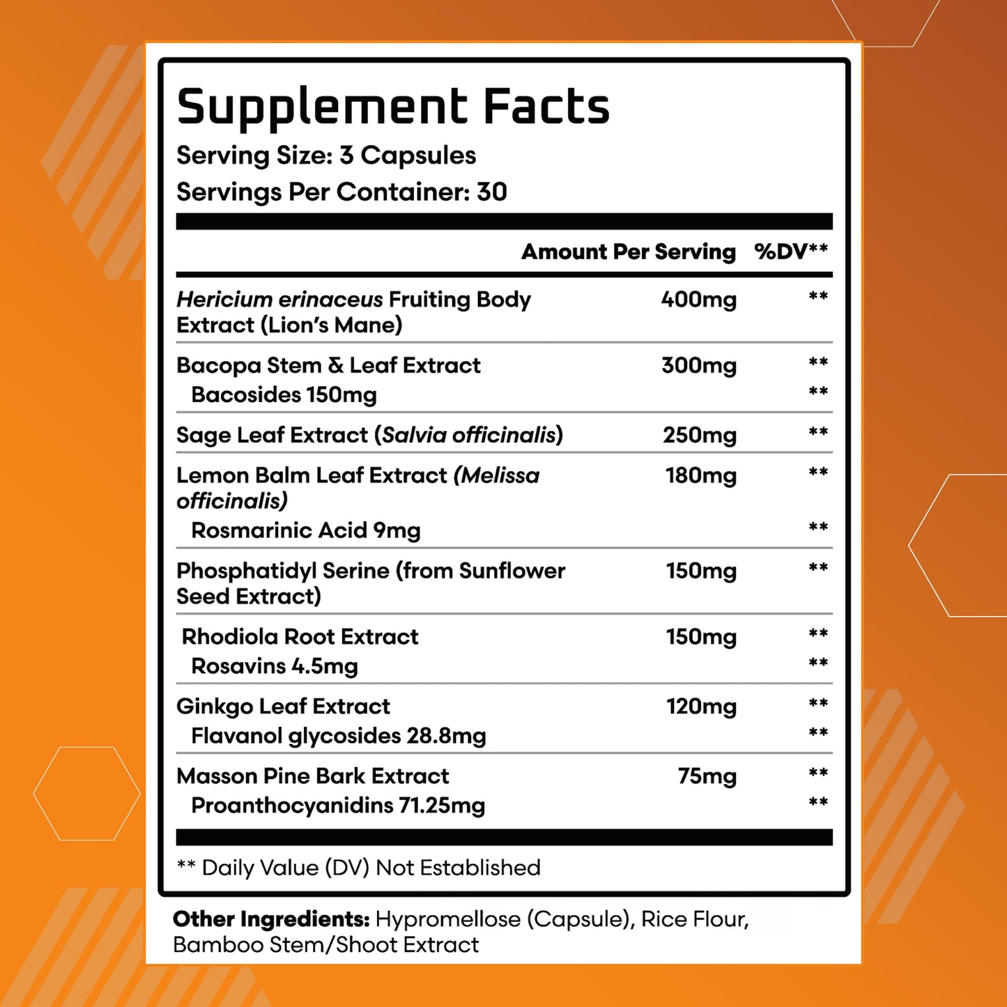 Ben's Natural Health Mind & Memory Nootropic Brain Support with Lion's Mane, Bacopa, Ginkgo & Rhodiola 540 Capsules