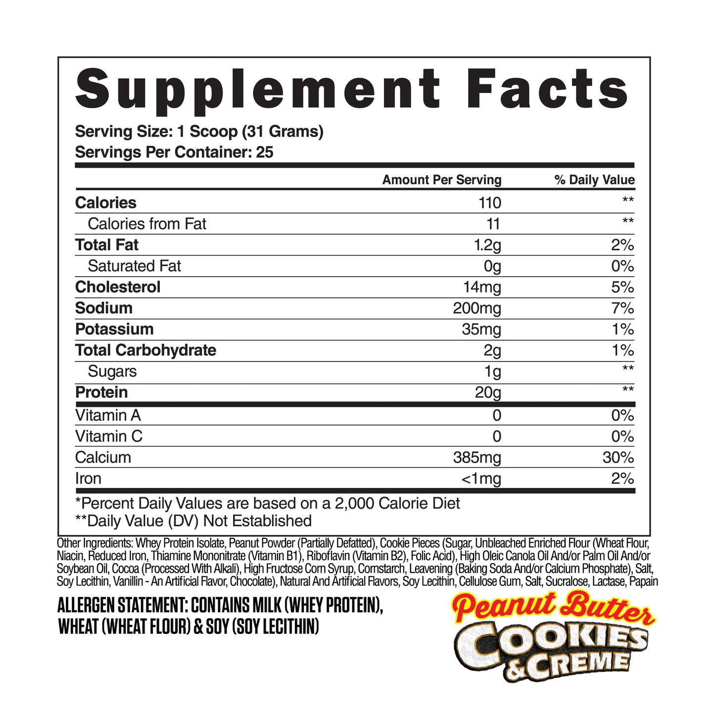 Steel Supplements Whey-ISO Whey Protein Isolate Powder, Peanut Butter Cookies & Creme, 31.7 oz
