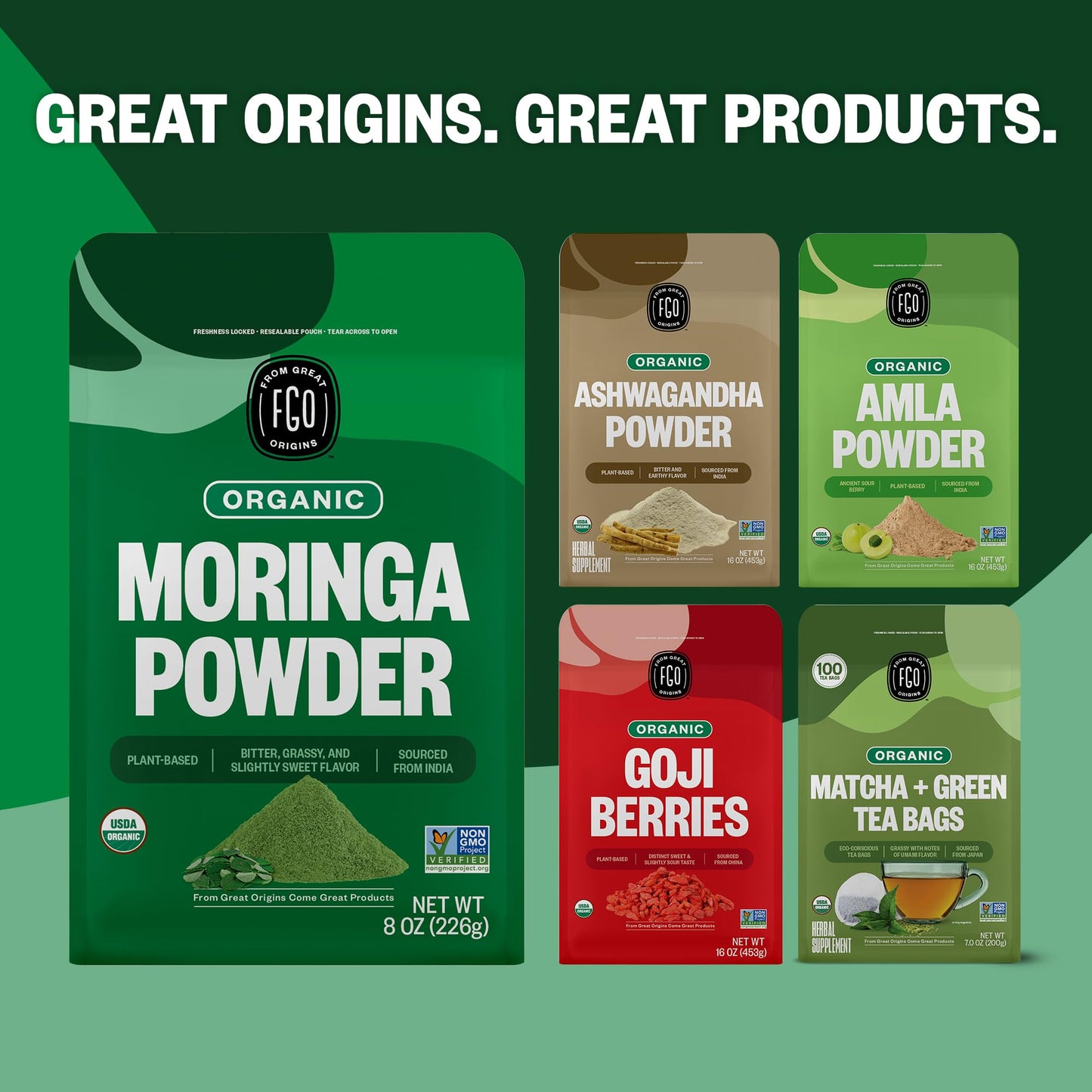 FGO Organic Moringa Oleifera Leaf Powder, 32 oz