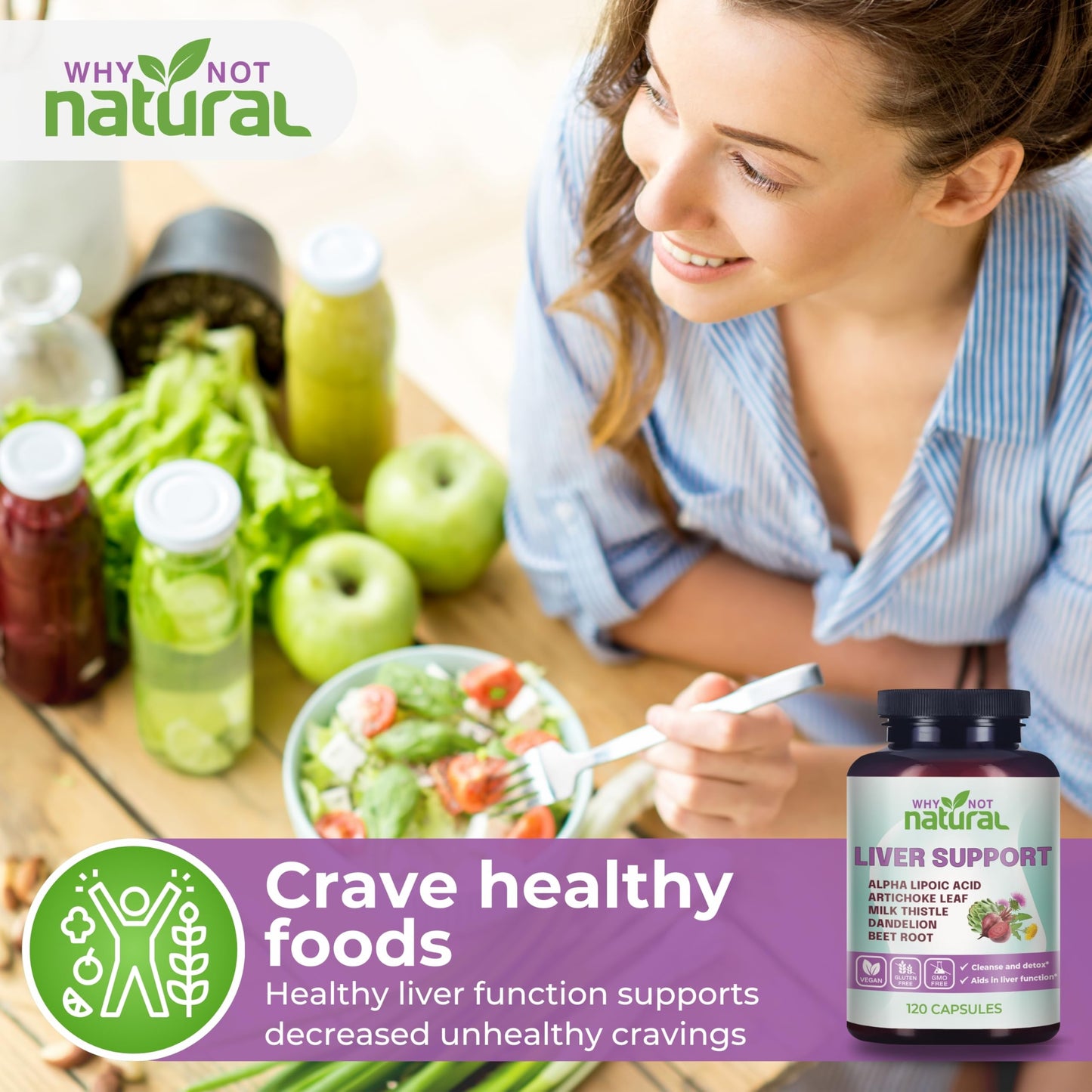 Why Not Natural 5-in-1 Liver Health Formula with Milk Thistle, 120 Capsules