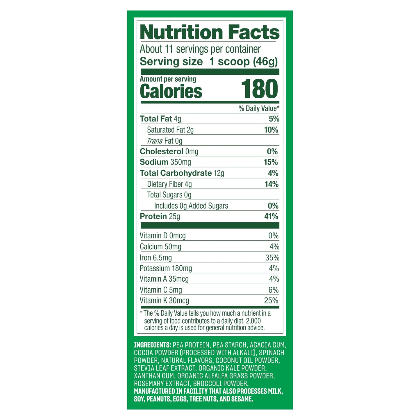 Vega Protein and Greens Protein Powder Creamy Chocolate, 18 Servings