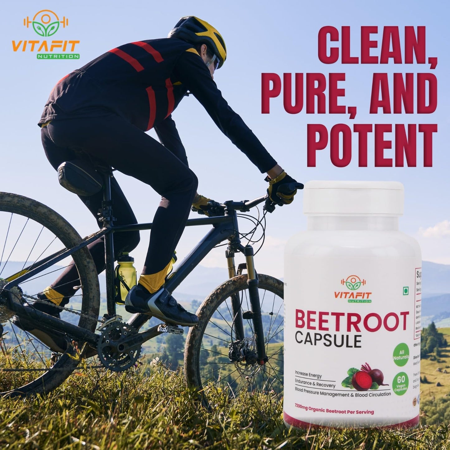 VITAFIT NUTRITION Beetroot Capsules 7200mg, 60 Capsules