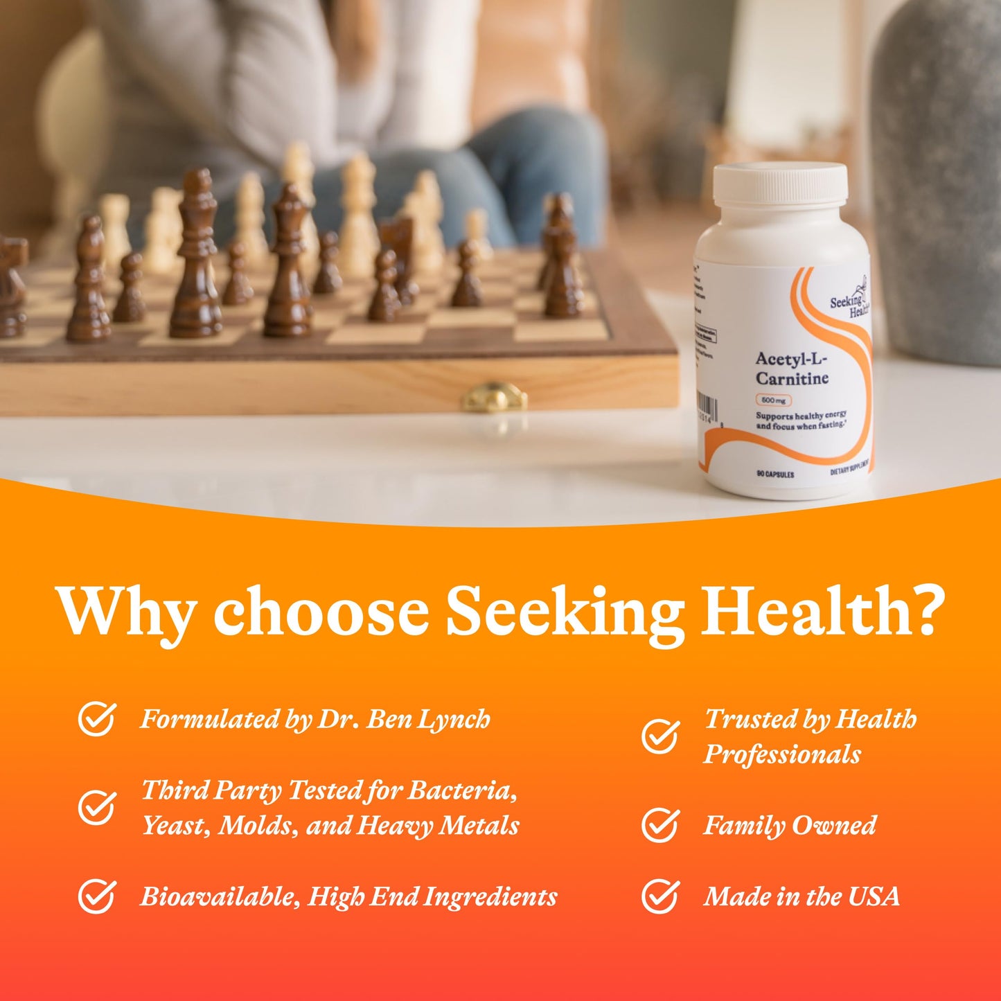 Seeking Health Acetyl-L-Carnitine 500 mg, 90 Capsules