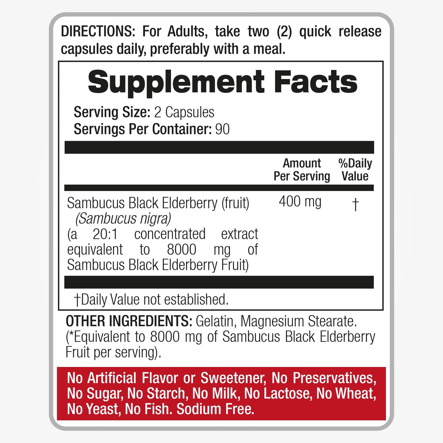 FITO MEDIC'S Lab Elderberry Supplement Sambucus Black Elderberry Capsules, 180 Capsules