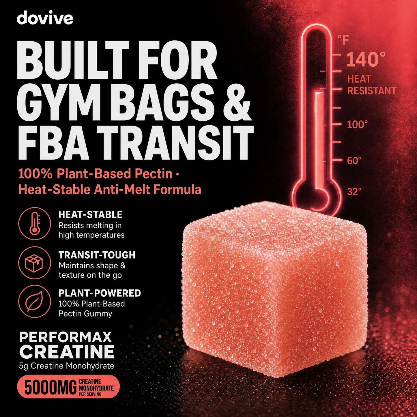 DOVIVE Creatine Monohydrate Gummies 5000mg, 120 Gummies