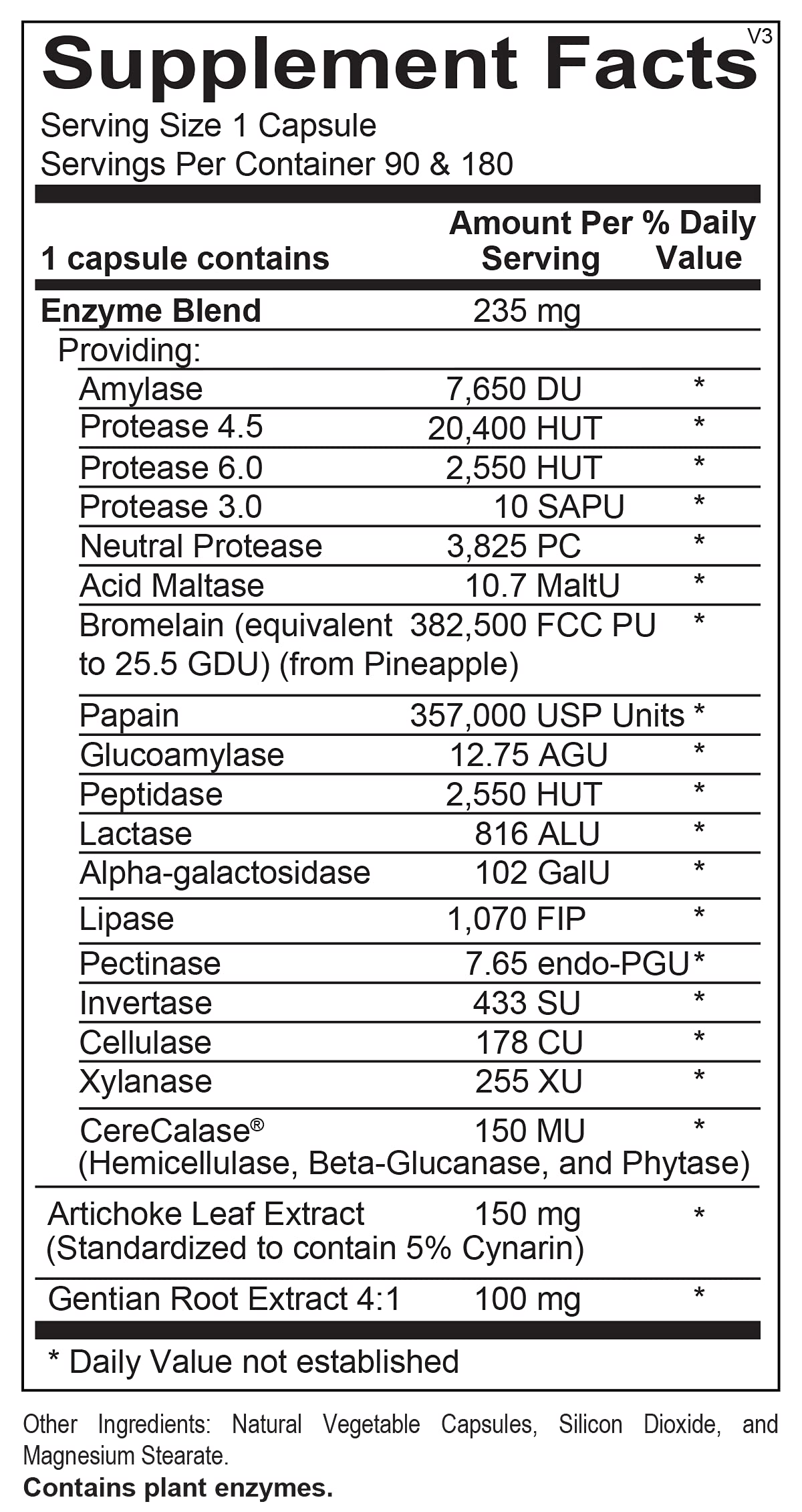Ortho Molecular Products Digestzyme-V Capsule 180