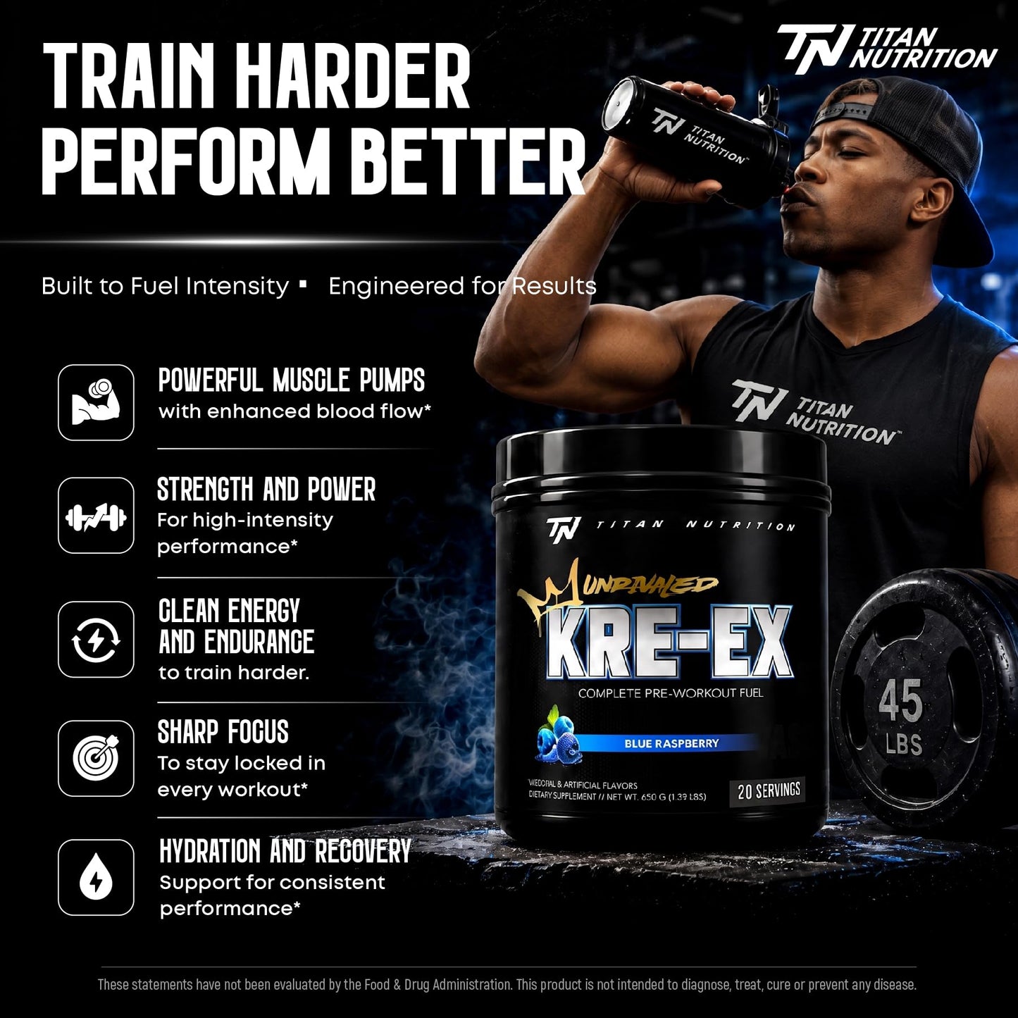 Titan Nutrition Kre-Ex Unrivaled Pre-Workout Powder, 23