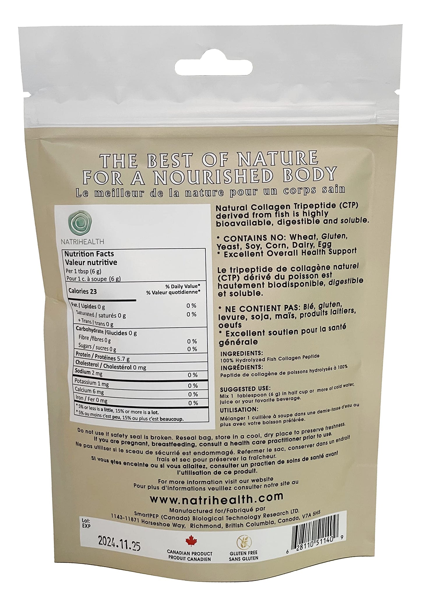 Natrihealth SmartPEP Hydrolized Marine Collagen Peptides Powder 3.52 Ounce