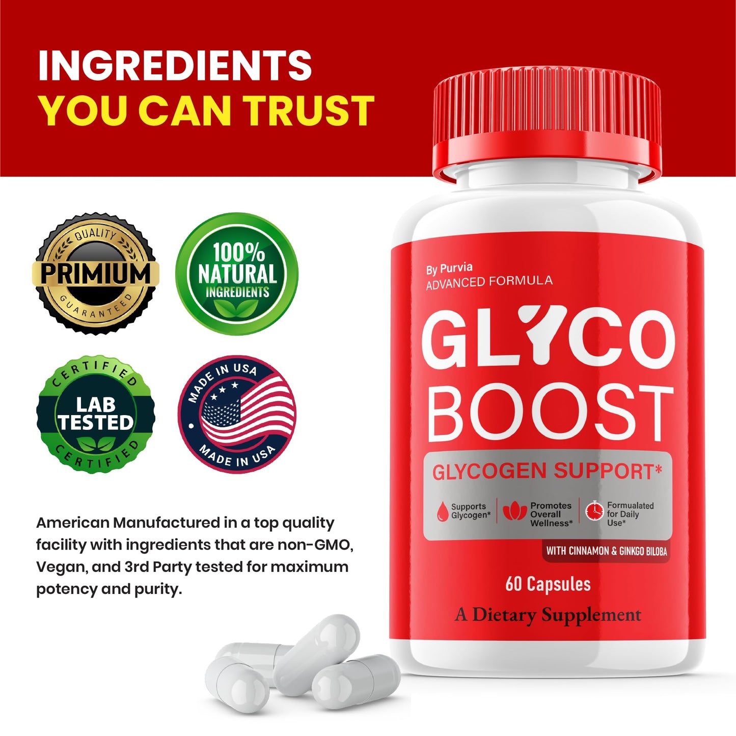 Purvia GlycoBoost Capsules, 300 Capsules
