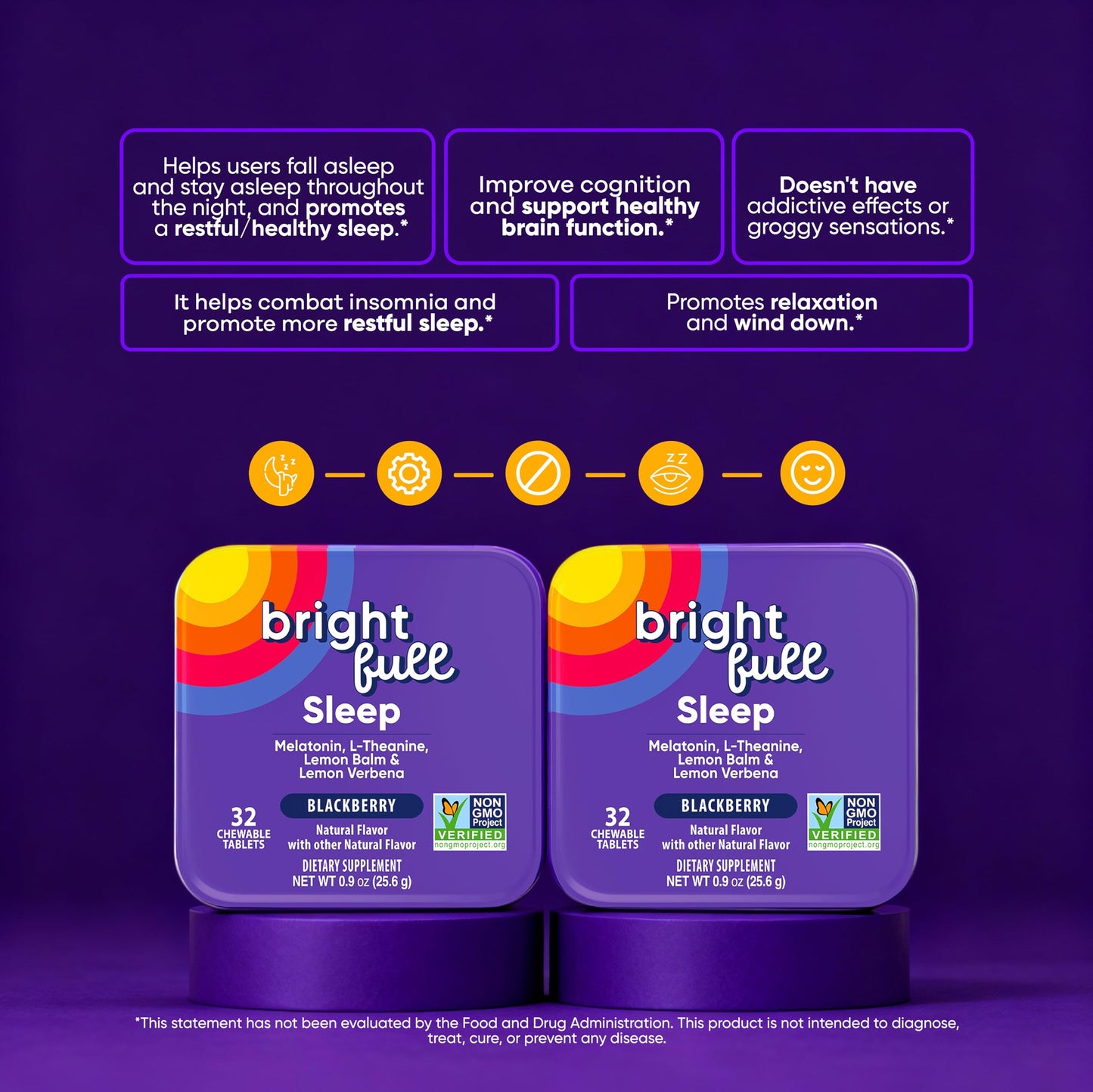 BRIGHTFULL Sleep Chewable Tablets 32 Count