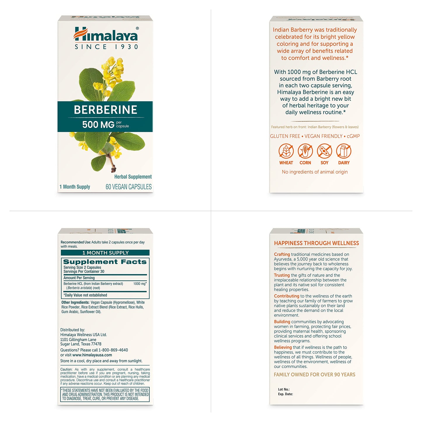Himalaya Berberine 500 mg Capsules, 60 Count