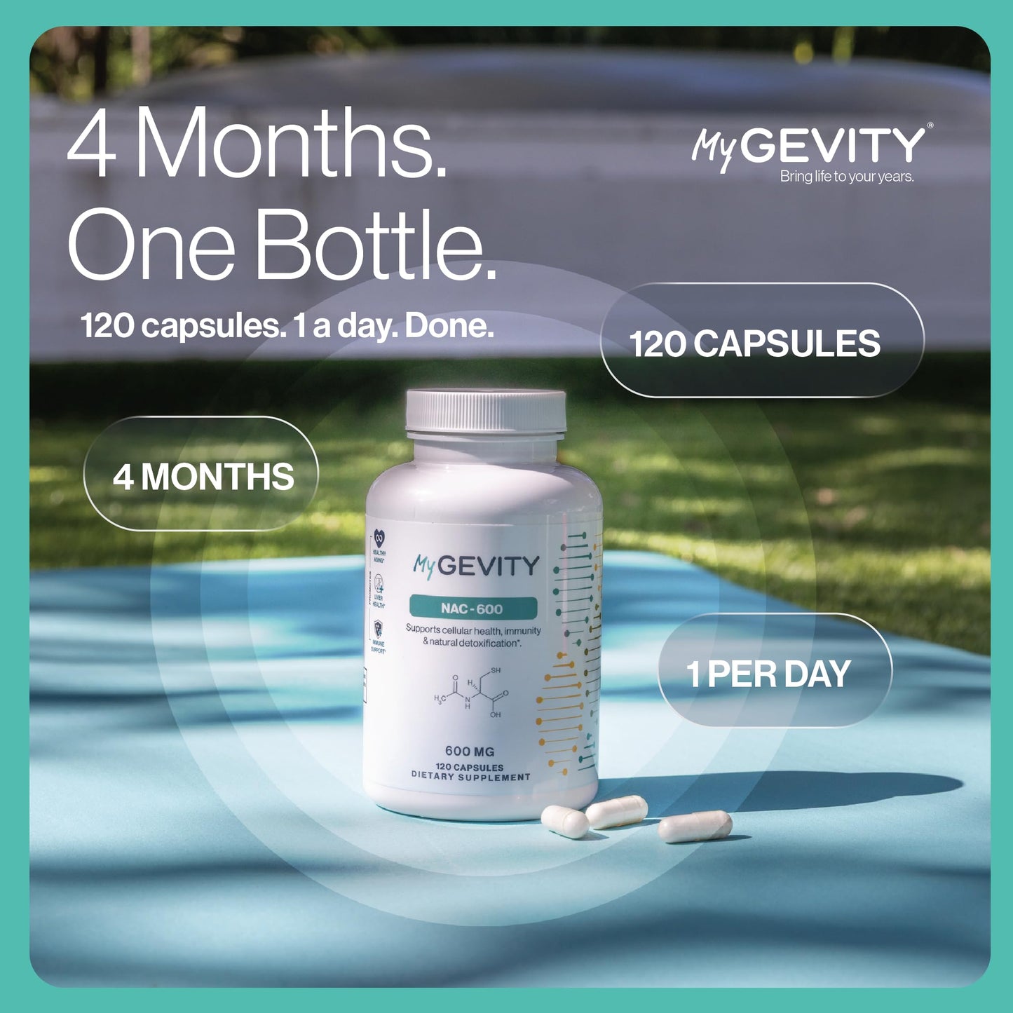 MyGevity N-Acetyl Cysteine 600mg Capsule, 120 Count
