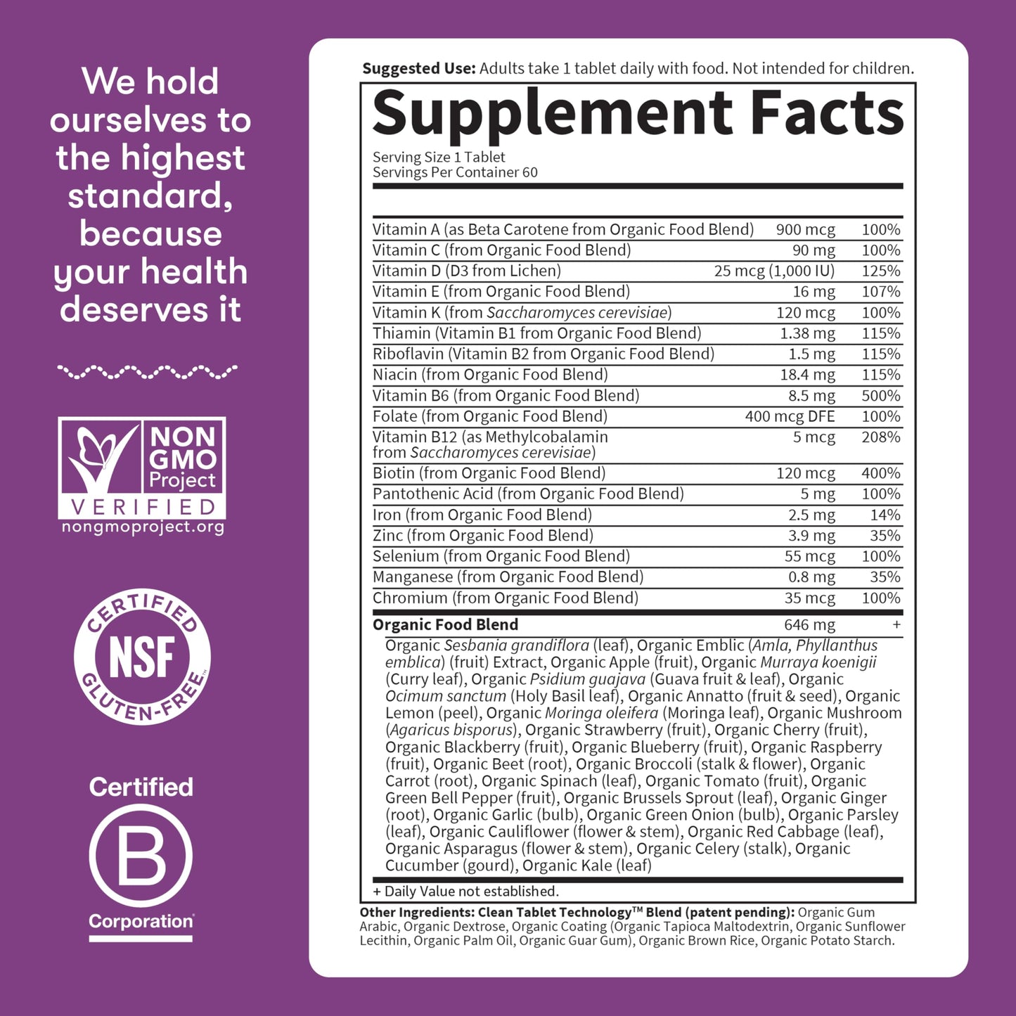 Garden of Life Organics Multivitamin for Women, 60 Tablets