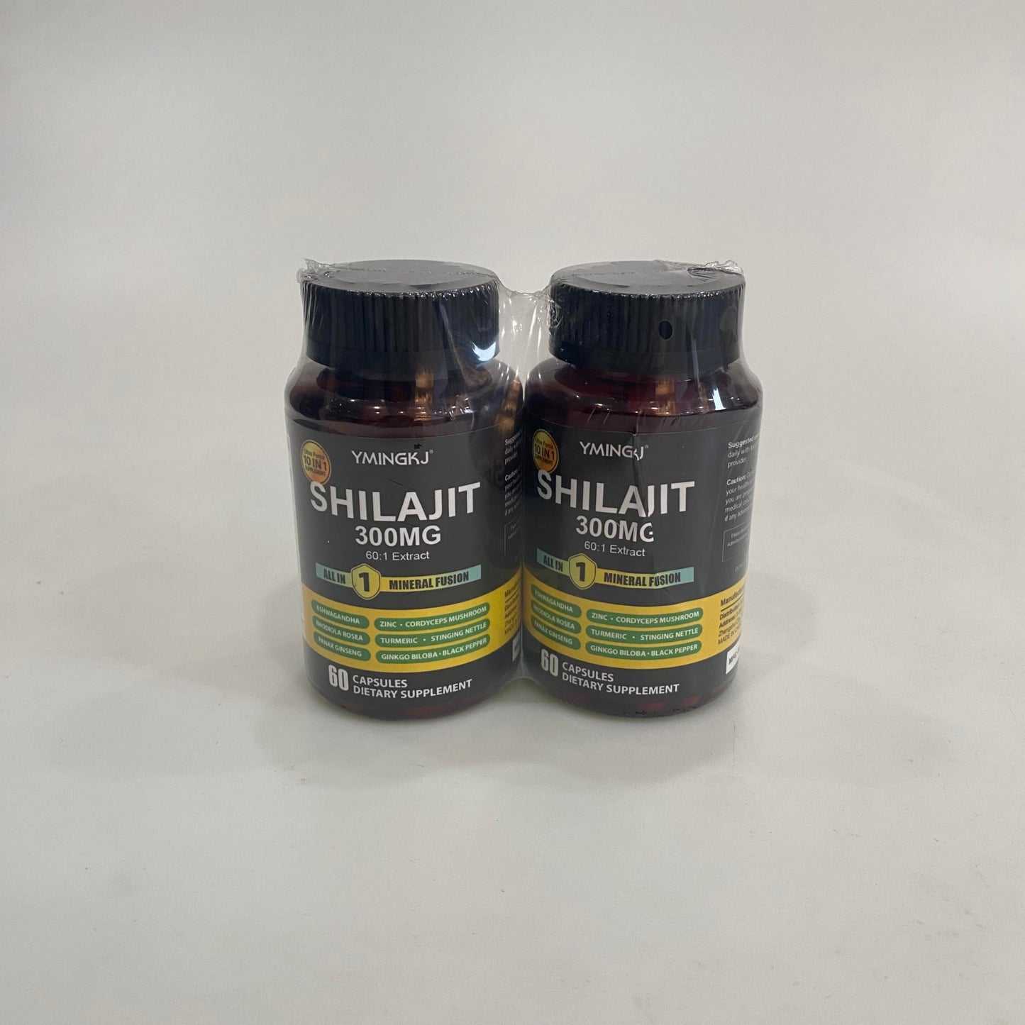 YMINGKJ Shilajit Capsules 10 in 1 Supplement with Ashwagandha, Rhodiola Rosea, Panax Ginseng, Cordyceps, Turmeric, Ginkgo, Fulvic Acid Trace Minerals Supplement for Men & Women, 120 Count
