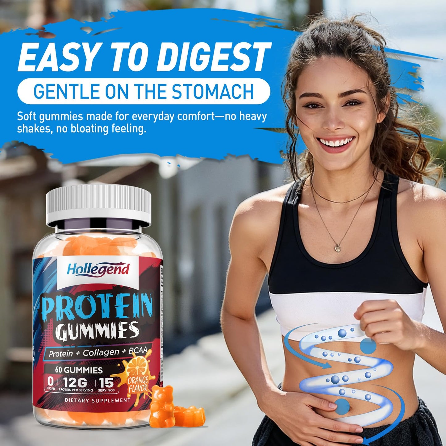 HOLLEGEND Whey Protein Gummies 14.4 oz (Pack of 2)