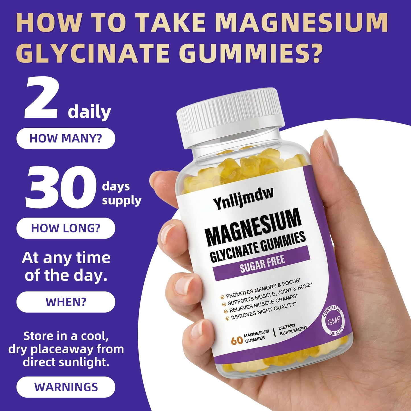 Ynlljmdw Magnesium Glycinate Gummies 60 Count