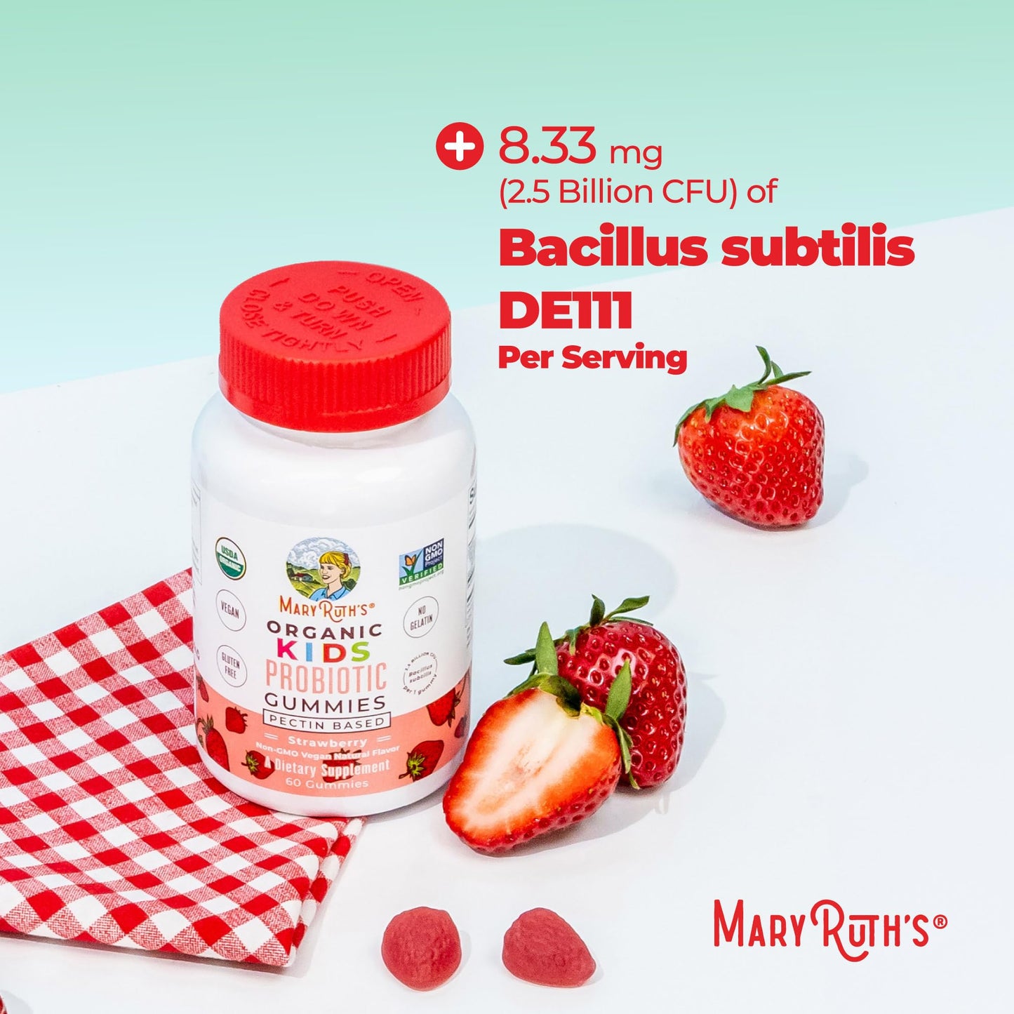 MARYRUTH'S Kids Probiotics for Digestive Health Gummy 60 Count