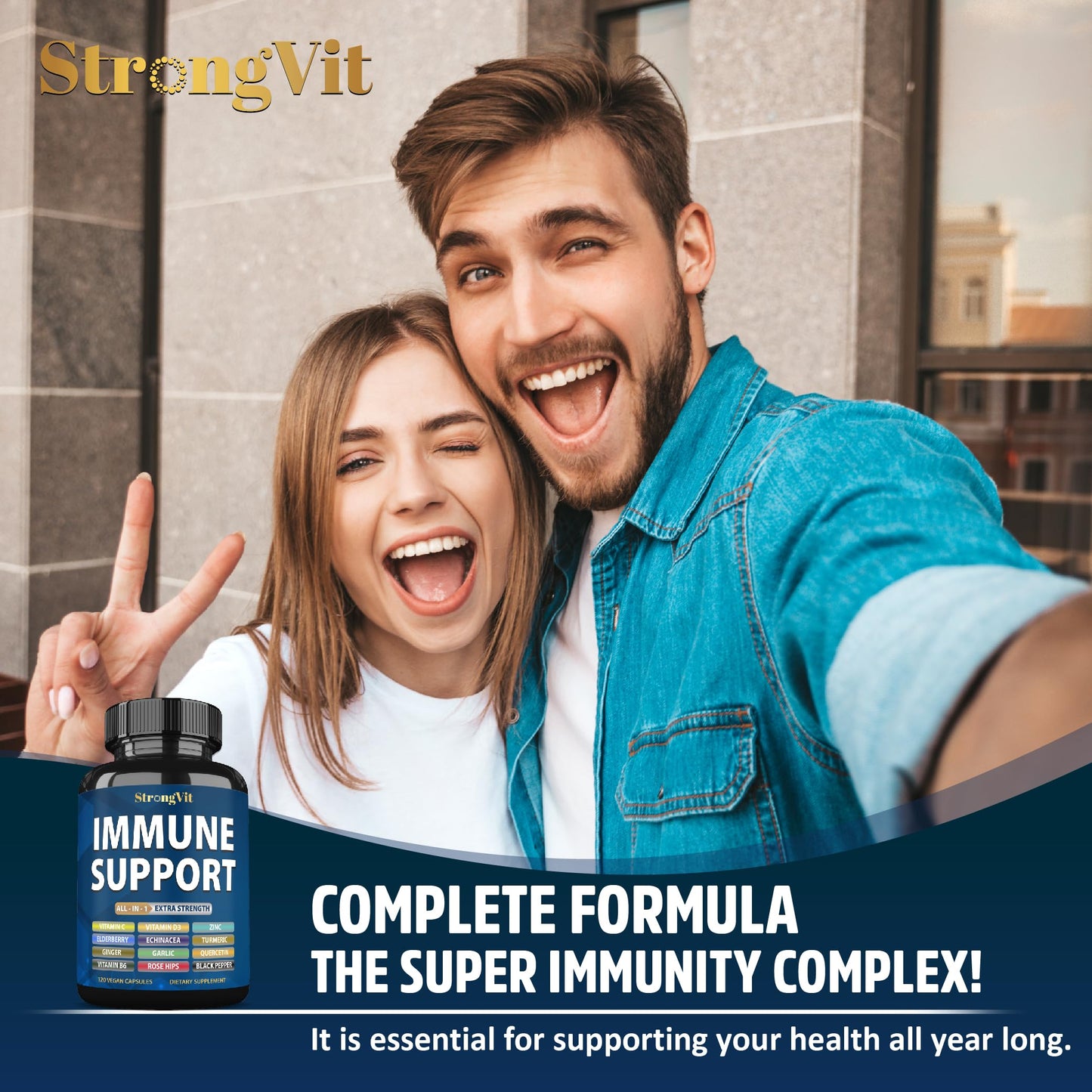 StrongVit Immune Support 12-in-1 Complex Capsule, 120 Count