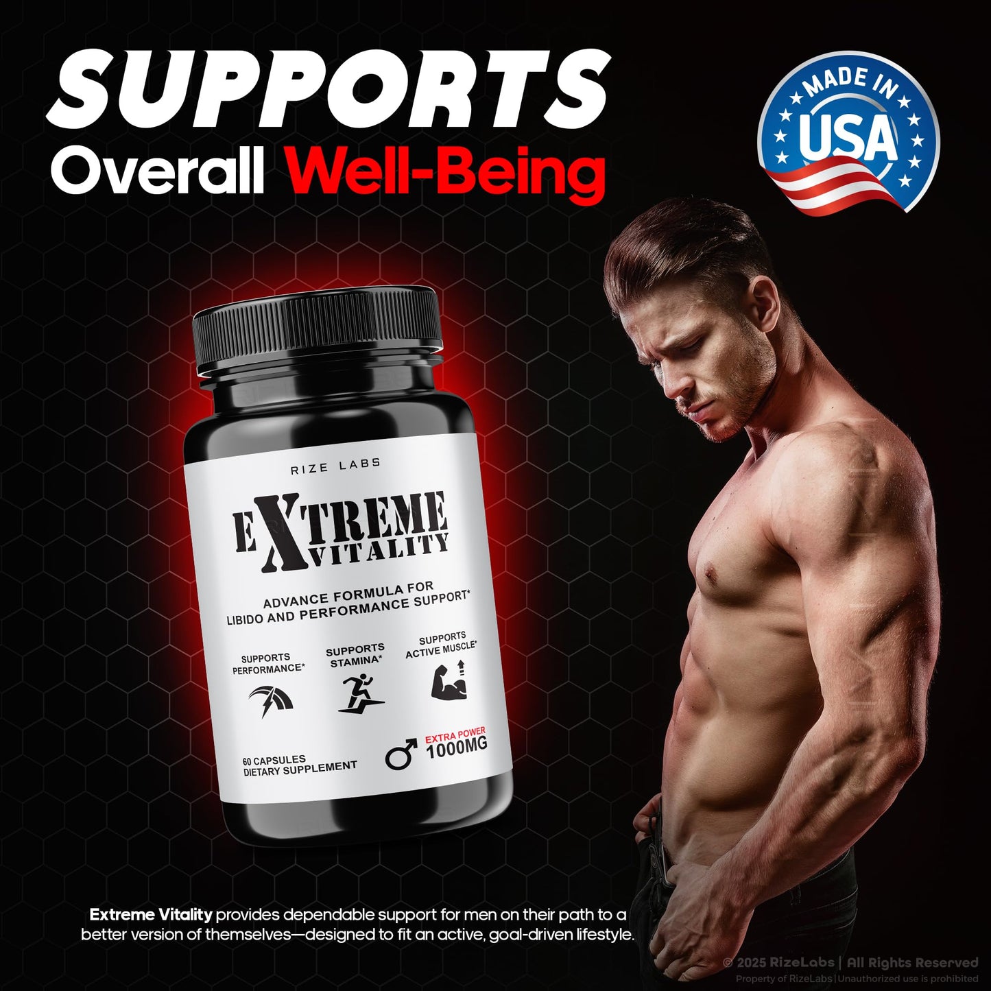 rize labs Extreme Vitality Pills 180 Capsules
