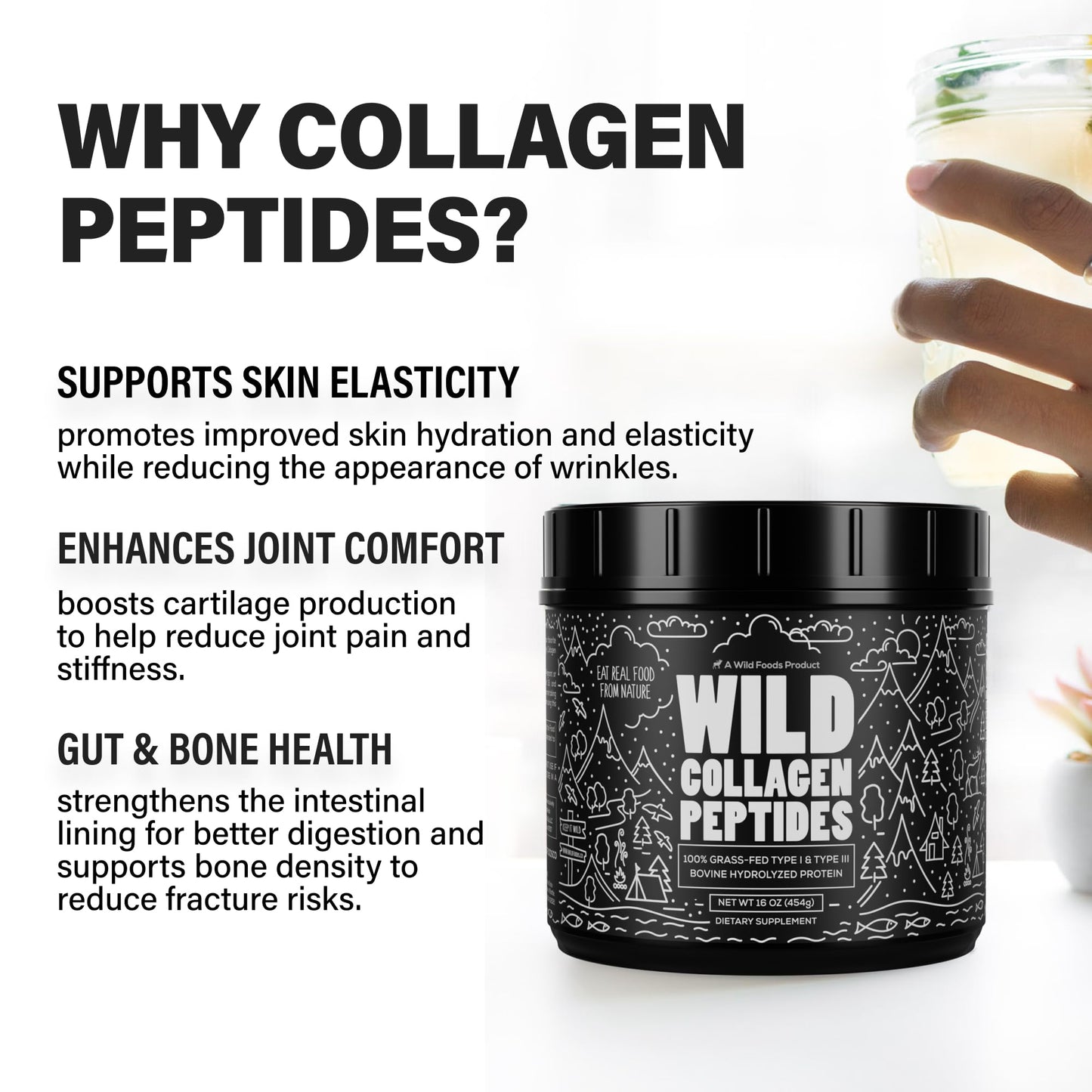 Wild Foods Cocotropic Organic Mushroom Cacao Mix & Collagen Peptides Bundle Powder 32