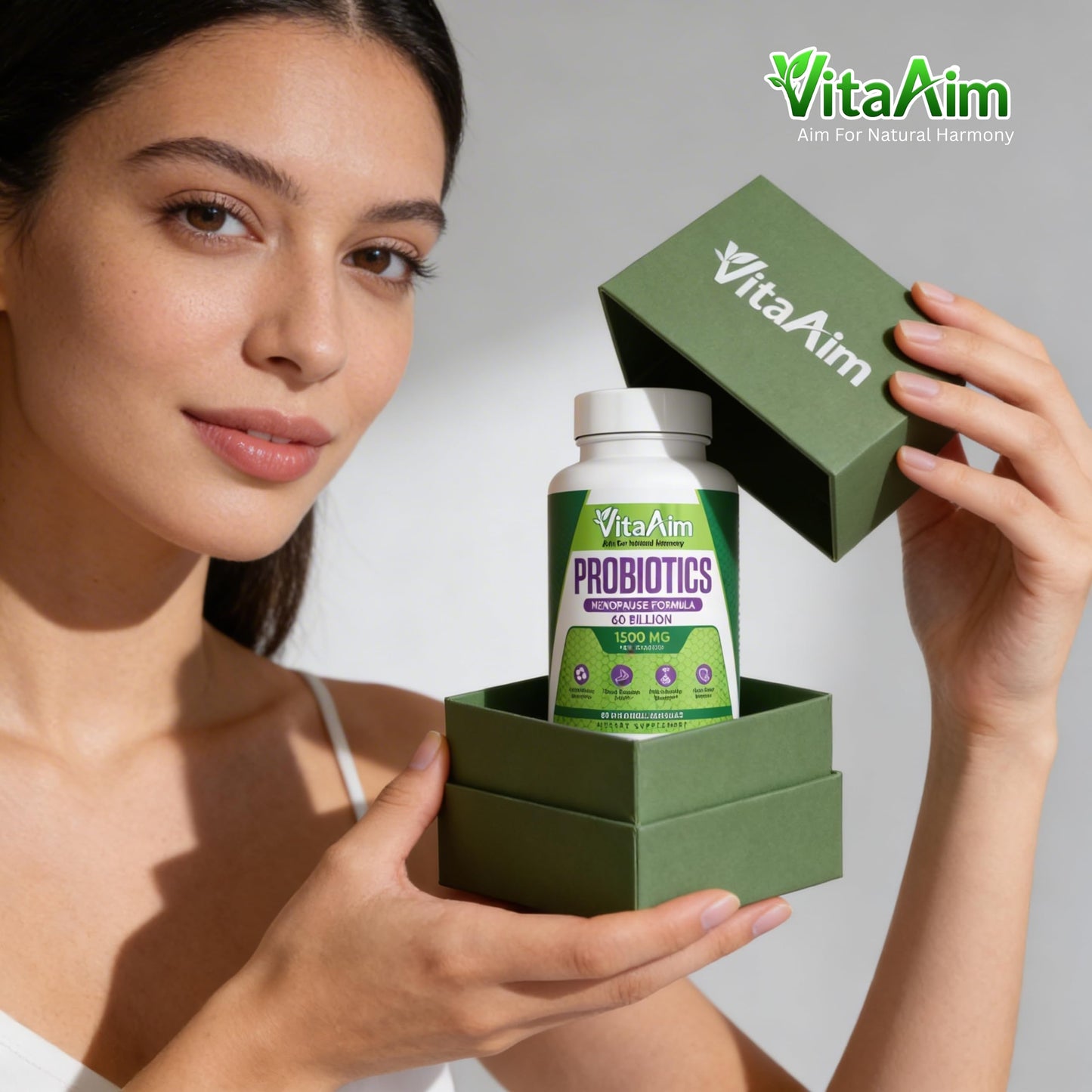 VitaAim Probiotics for Women 60 Billion CFU, Menopause Formula with Prebiotics, Cranberry Extract and Digestive Wellness Support, Vegan Probiotic Supplement, 1 Capsule