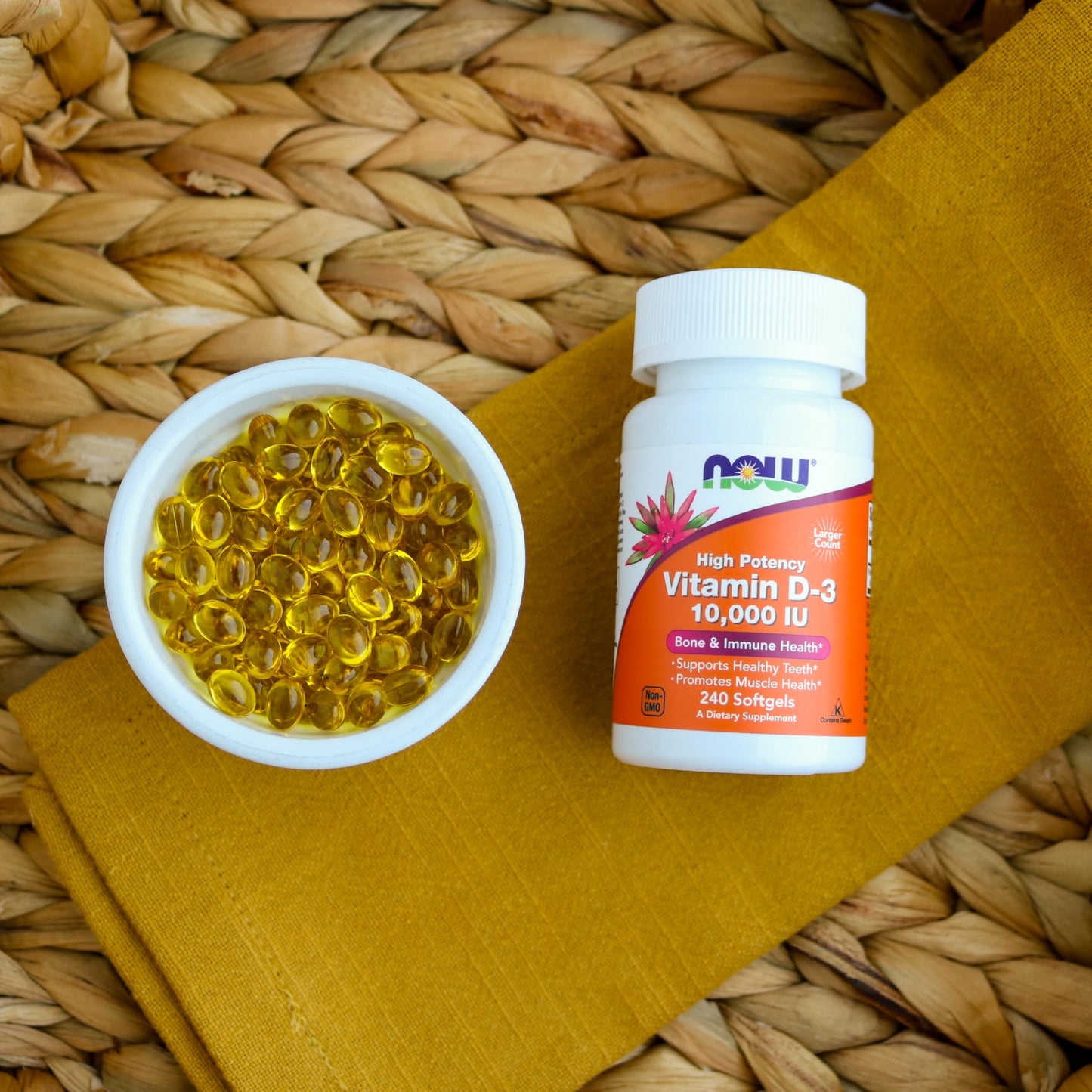 NOW Foods Vitamin D-3 10,000 IU Softgels, 120 Softgels