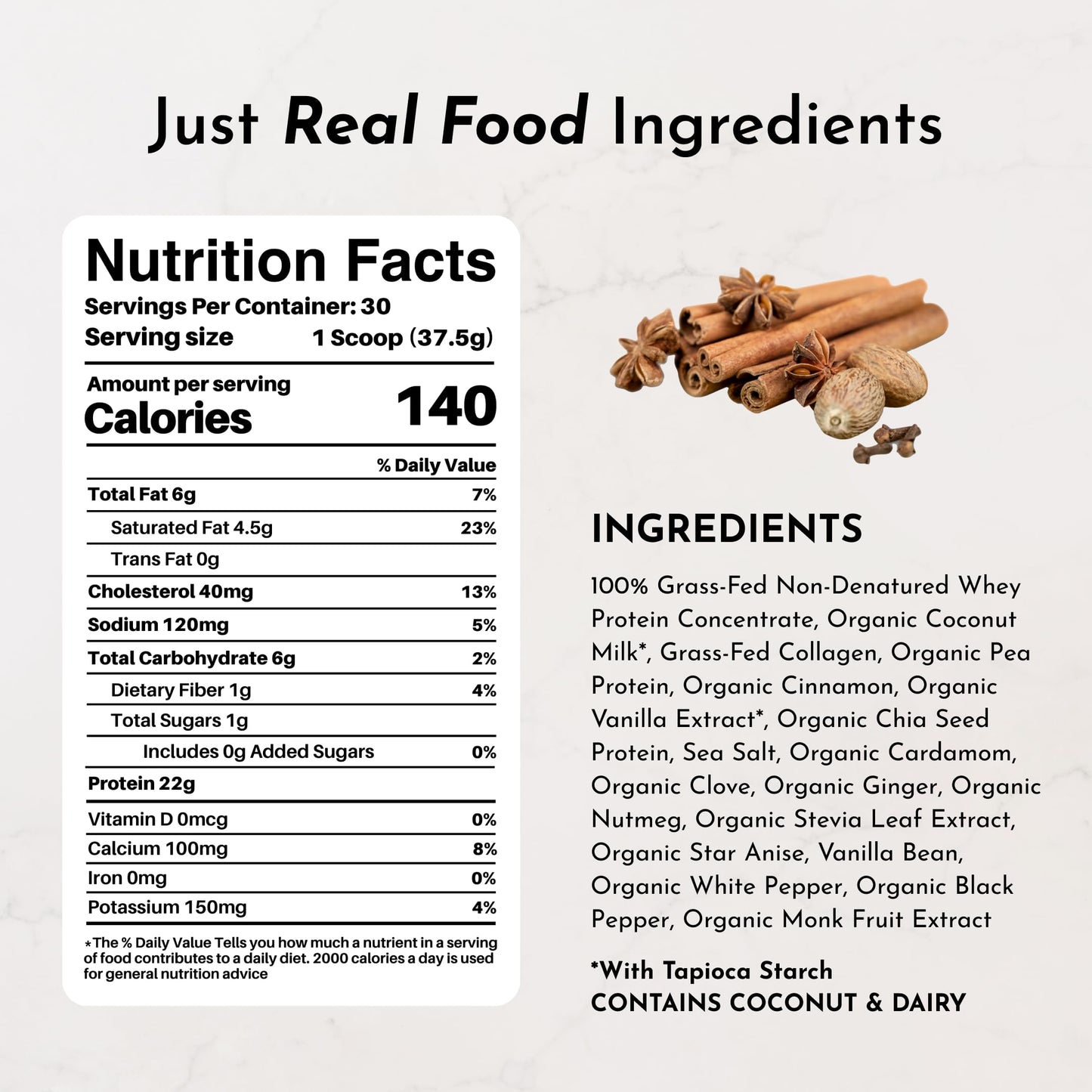 JUST INGREDIENTS Chai Protein Powder 23