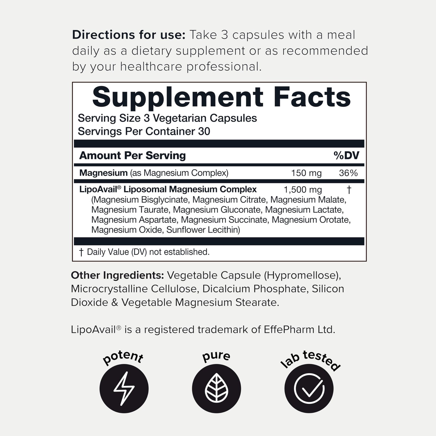 Toniiq Ultra Bioavailable 1500mg 10-in-1 Liposomal Magnesium Glycinate Complex Capsules, 90 Count
