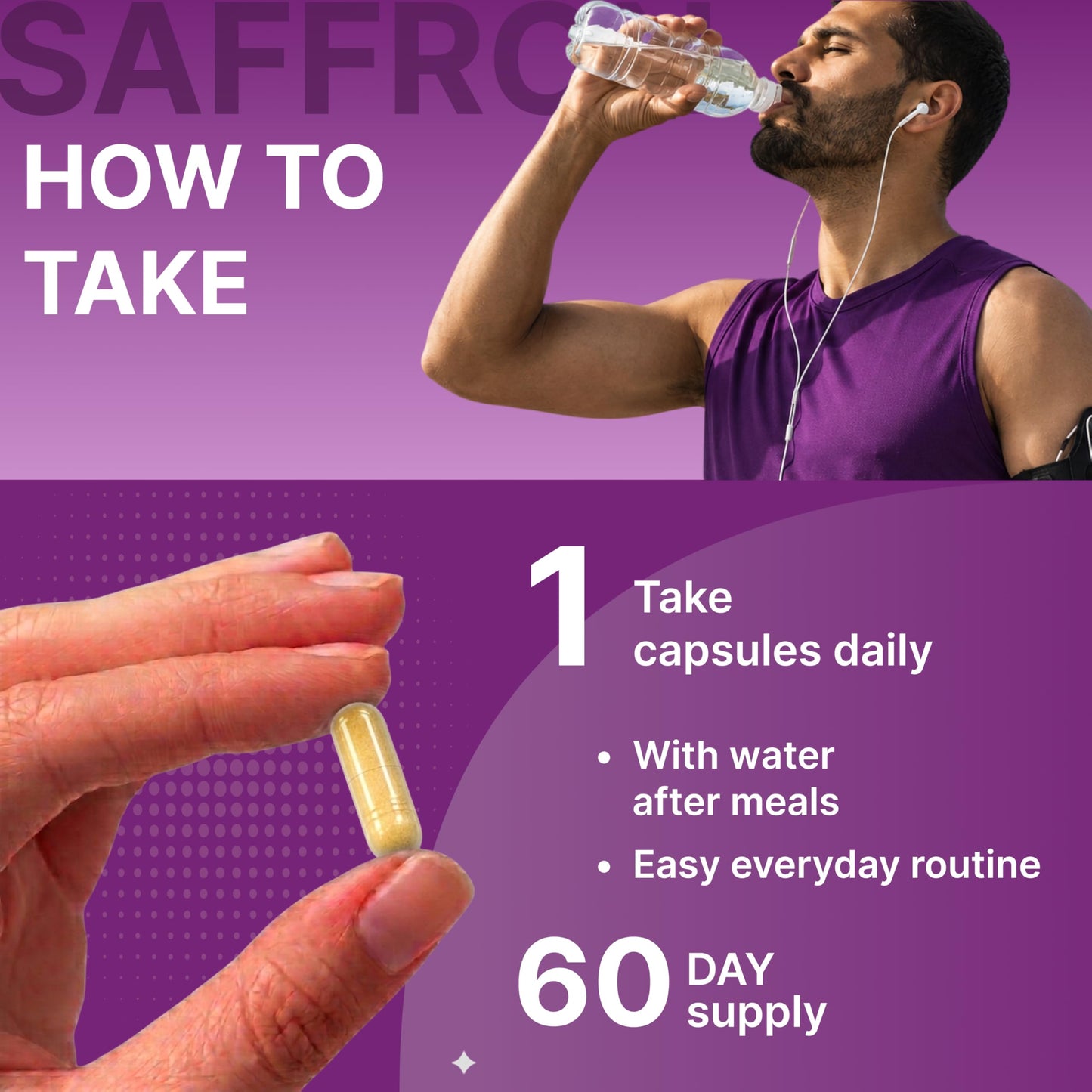 ORIBITE Saffron Supplement 30mg – 100% Pure Saffron Extract Capsules, 60 Capsules