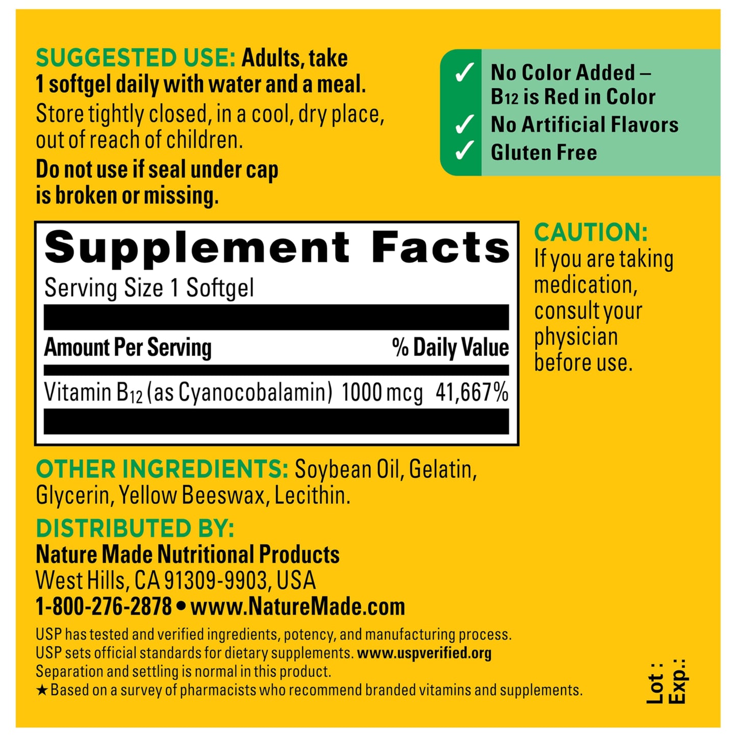 Nature Made Vitamin B12 1000 mcg Softgel, 150 Softgels