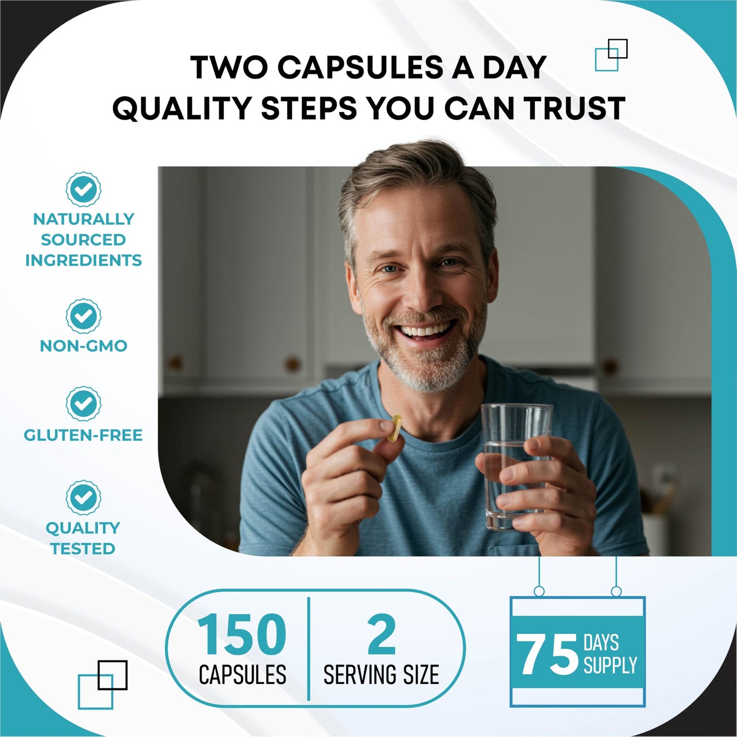 GUDOMET GABA 5-HTP L-Tryptophan L-Theanine Vitamin D3 Vitamin B6 Holy Basil Valerian Chamomile Ginkgo Biloba Ginger Capsules 150