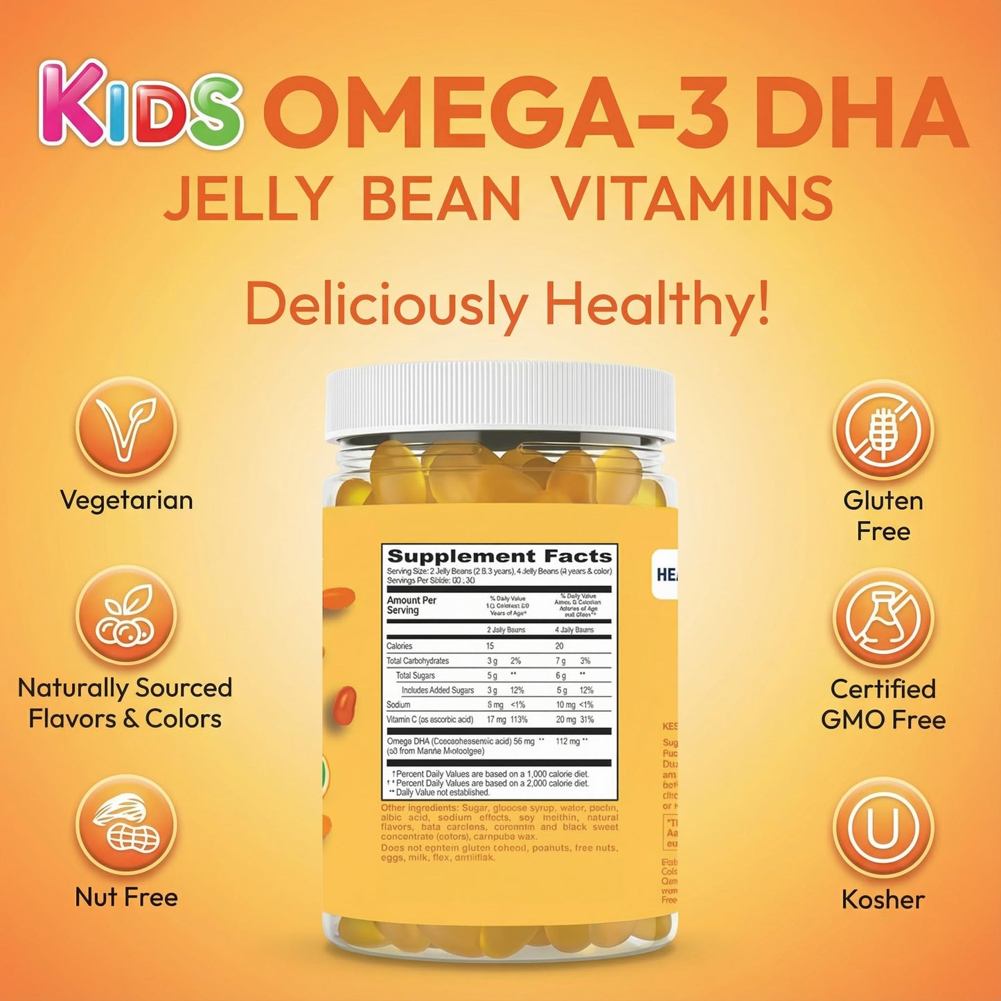 Human Beanz Kids Vegan Omega-3 Gummies, 120 Count