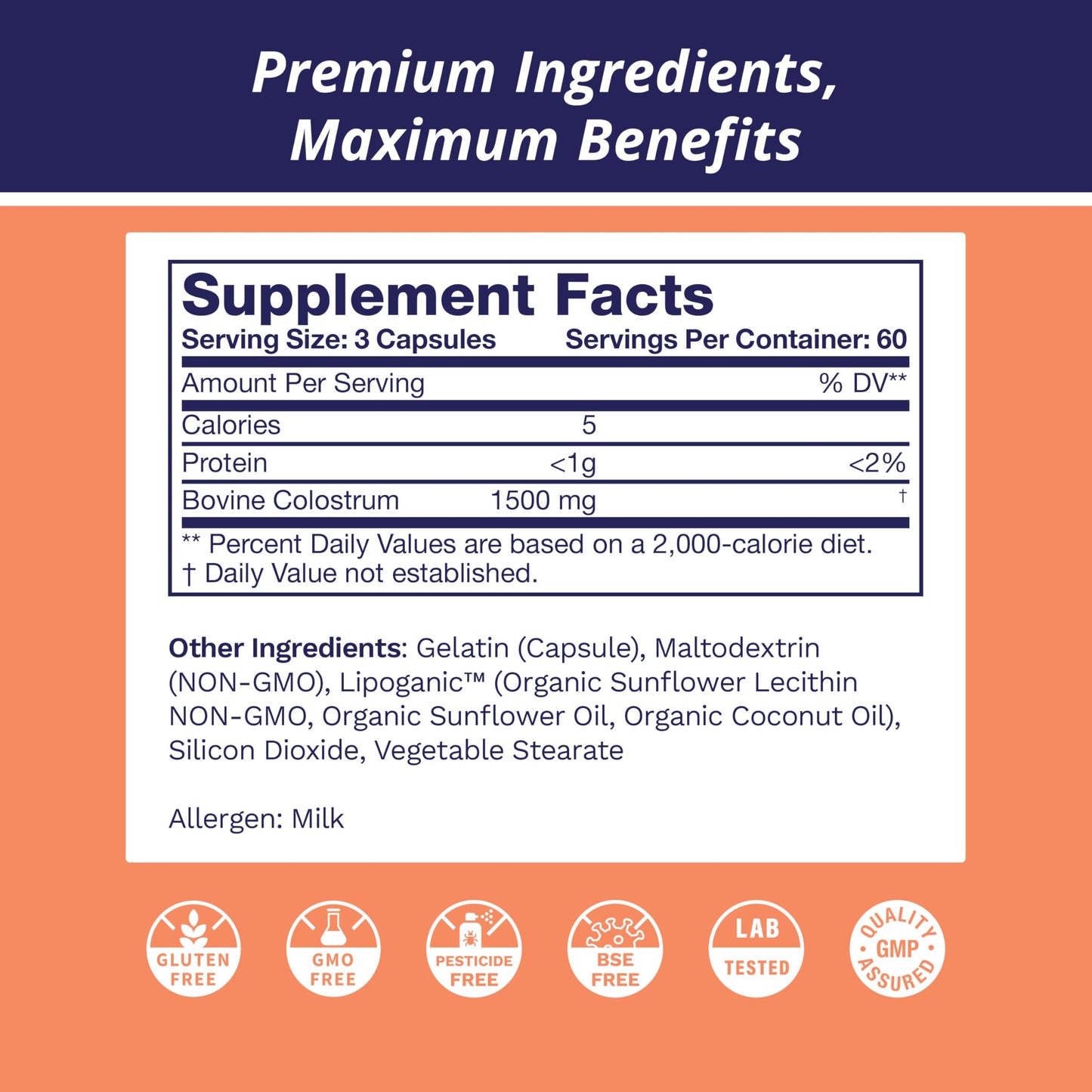 Life's Fortune Liposomal Bovine Colostrum, 180 Capsules