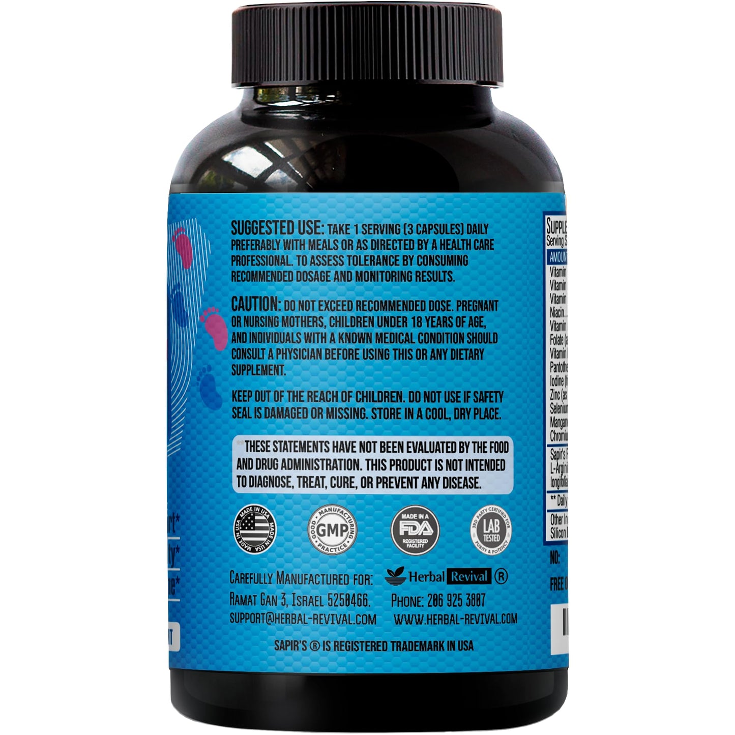 Sapir's Nutrition Semen Volume Booster & Male Fertility Supplement Capsule 90 Count