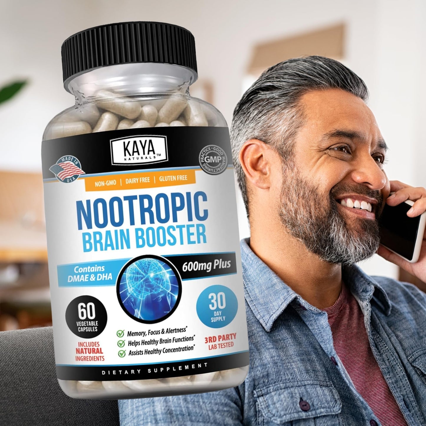Kaya Naturals Nootropic Brain Booster Capsule 60 Count