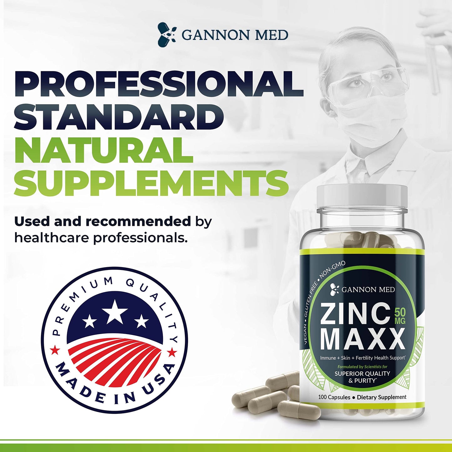 GANNON MED Zinc Chelate Immune Booster Tablets, 100 Count