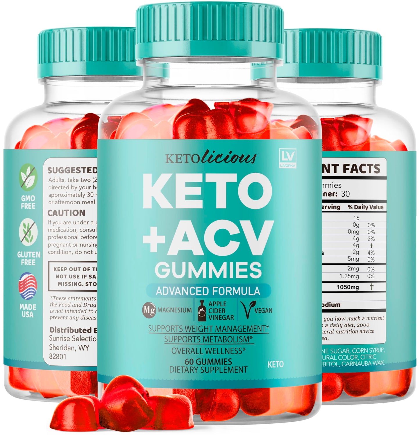 LIVORKA Ketolicious Keto ACV Gummies Advanced Formula 1050MG 180 Gummies