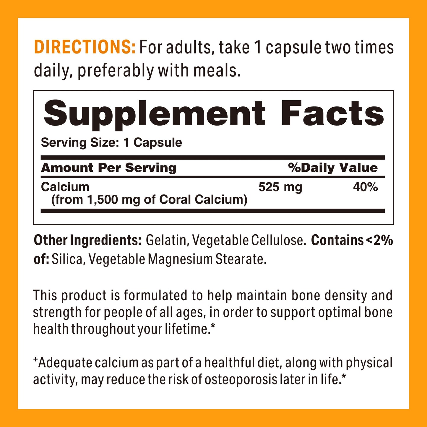 Vitamin World Coral Calcium 1500 mg, 120 Capsules