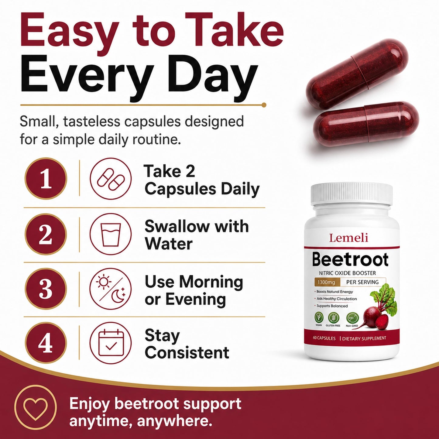 ZŌK Lemeli Beetroot Capsules 1300mg, 60 Capsules