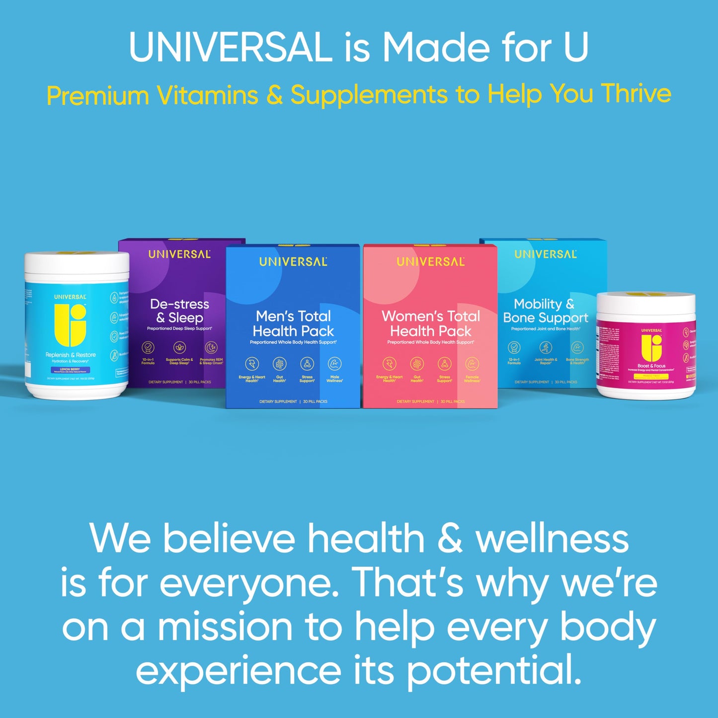 Universal U Mobility & Bone Support Daily Multivitamin 12-in-1 Capsules, 30 Count