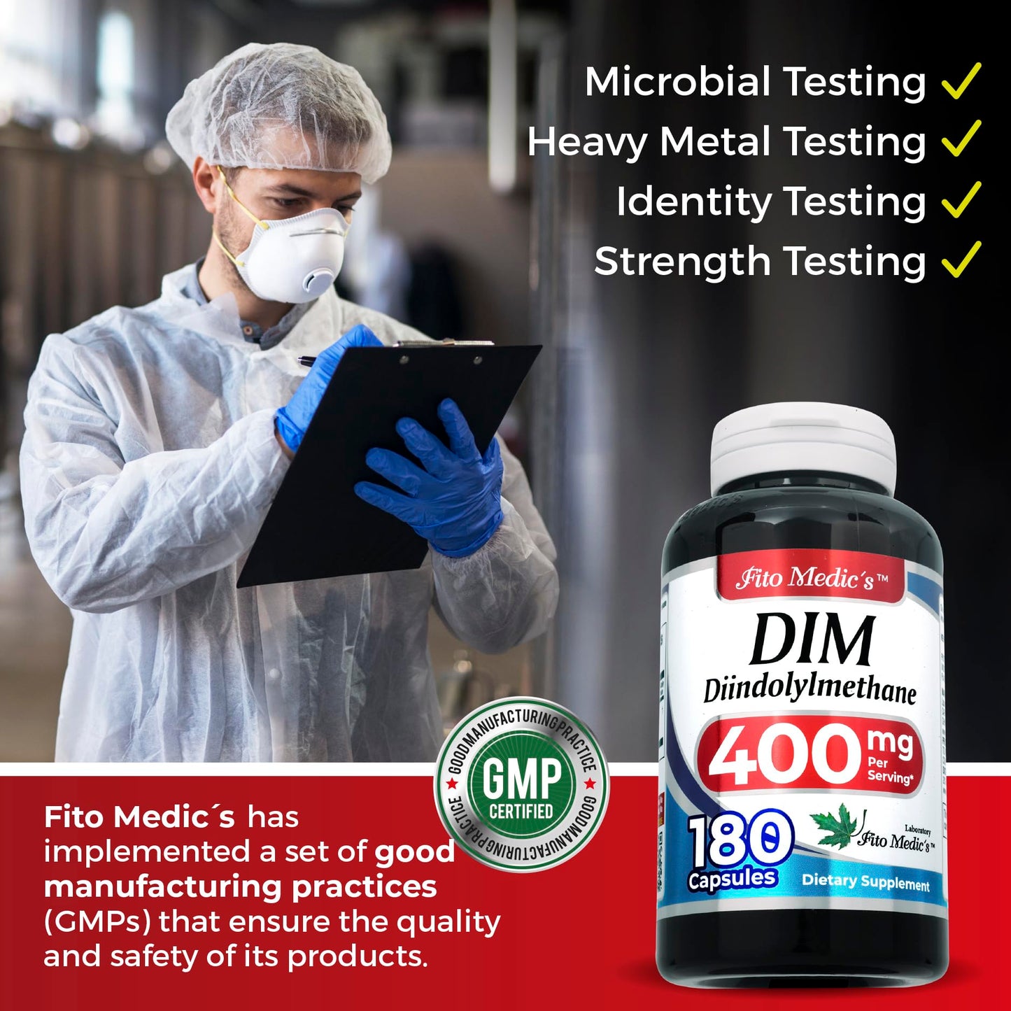 FITO MEDIC'S Diindolylmethane (DIM) Supplement 400 mg Capsule, 180 Count