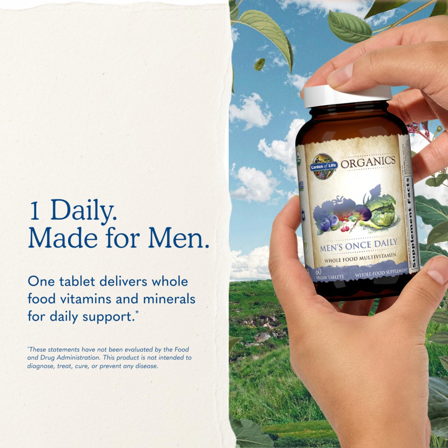 Garden of Life Once Daily Whole Food Multivitamin for Men 60 Tablets