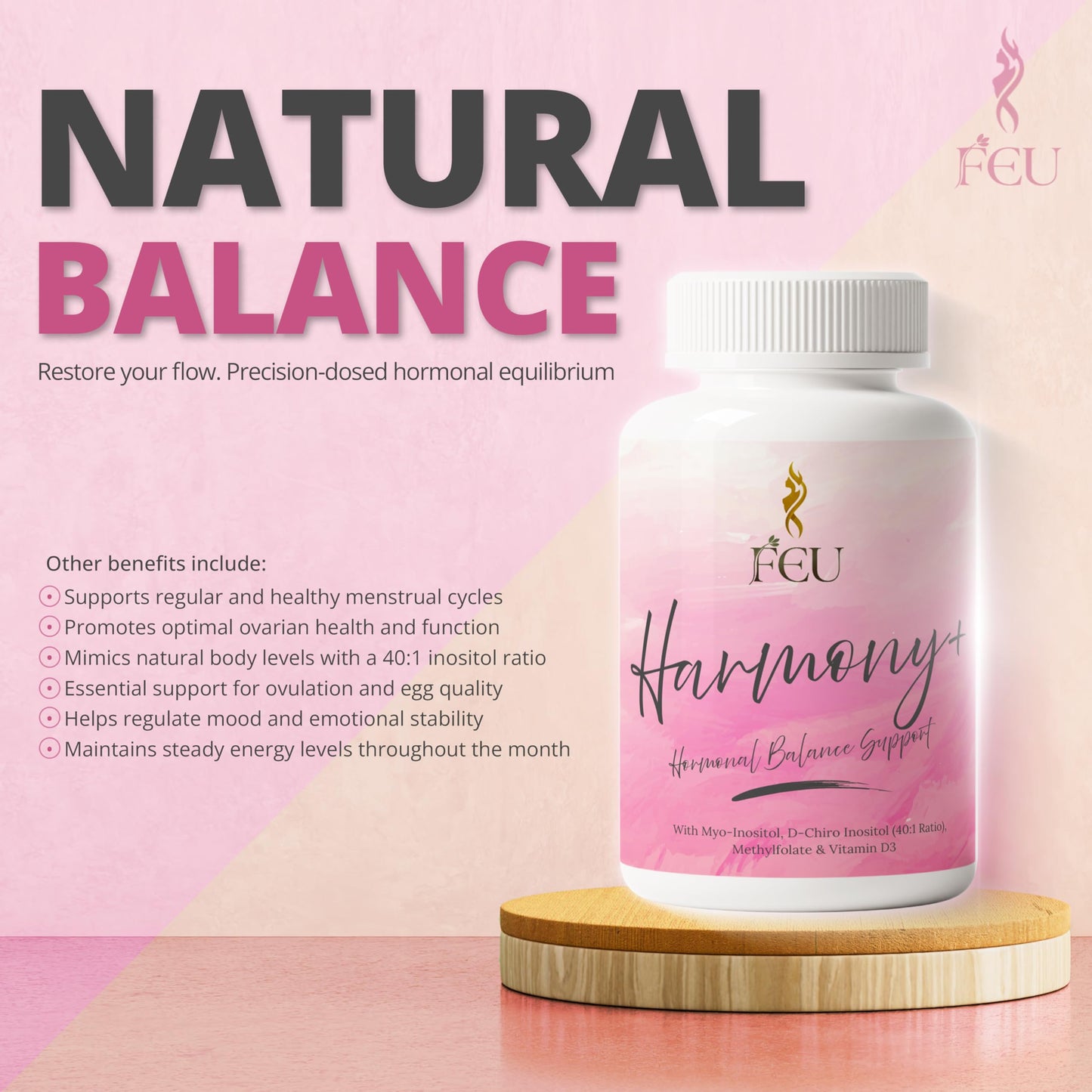 FEU Harmony Plus PCOS & Hormonal Balance Support for Women Capsules 120 Capsules