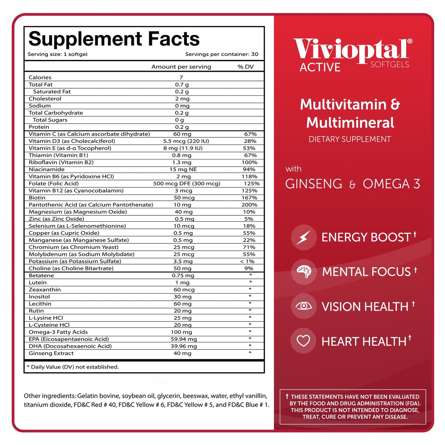 Vivioptal Vitamins Active Softgels 30